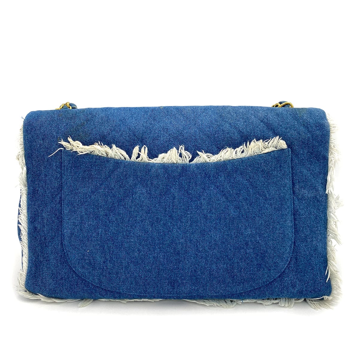 Chanel CHANEL VINTAGE MAXI MATELASSE 34 CHAIN SHOULDER BAG BLUE DENIM 90245553