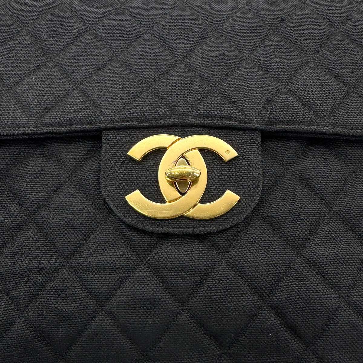 CHANEL CHANEL VINTAGE MAXI MATELASSE CHAIN SHOULDER BAG BLACK LINEN 90272804