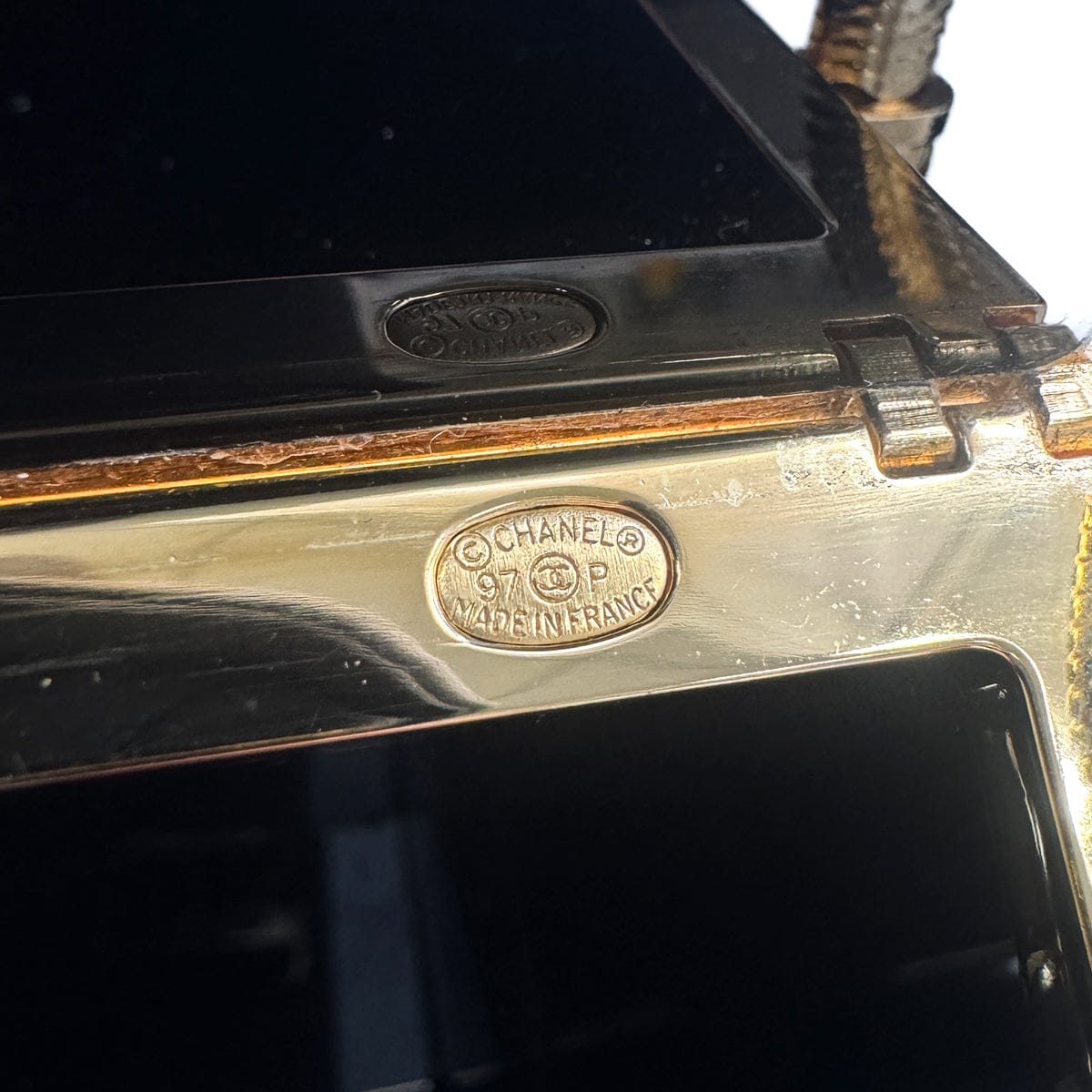 Chanel CHANEL VINTAGE MINAUDIERE SNAKE CHAIN SHOULDER VANITY BAG BLACK 97P 90272815