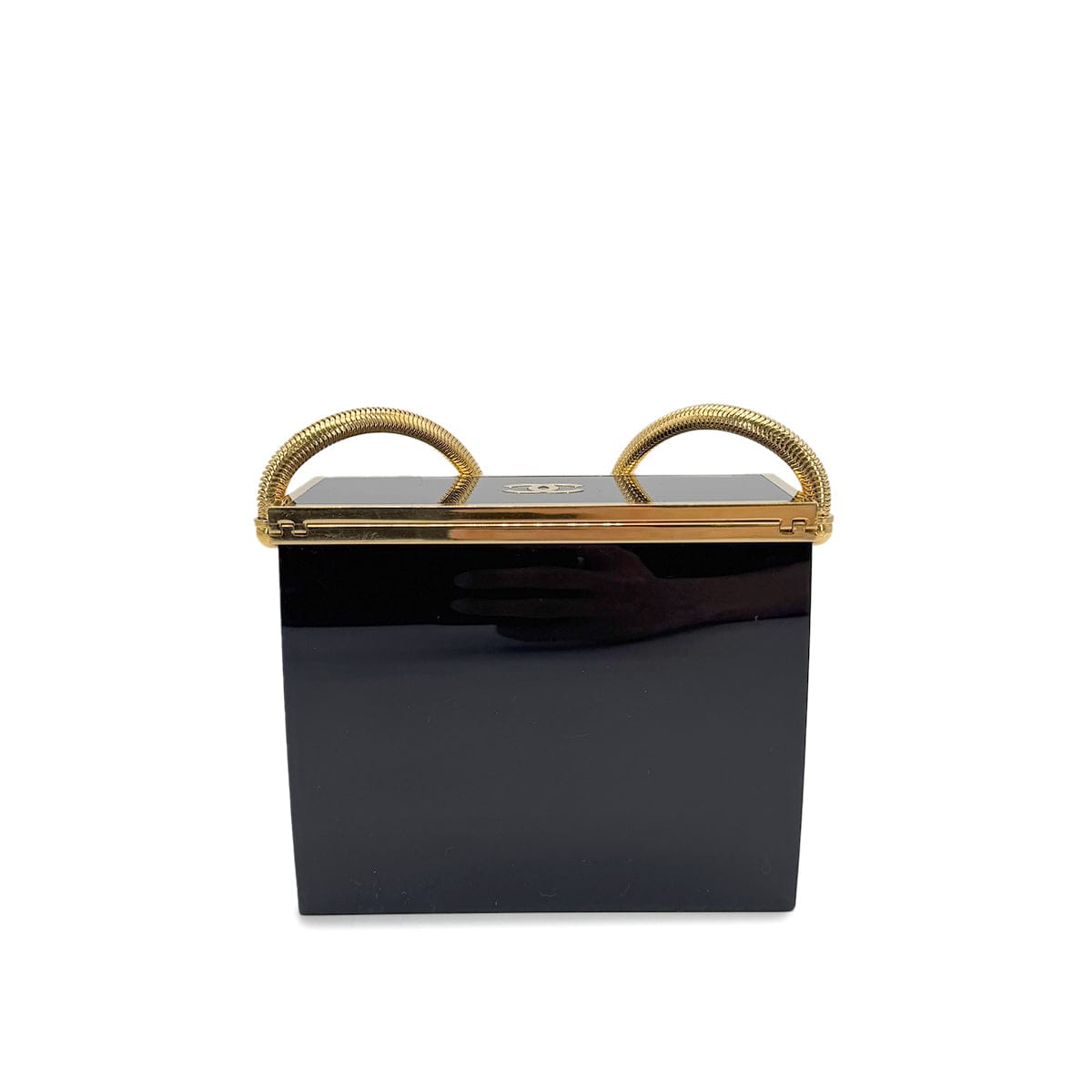 Chanel CHANEL VINTAGE MINAUDIERE SNAKE CHAIN SHOULDER VANITY BAG BLACK 97P 90272815