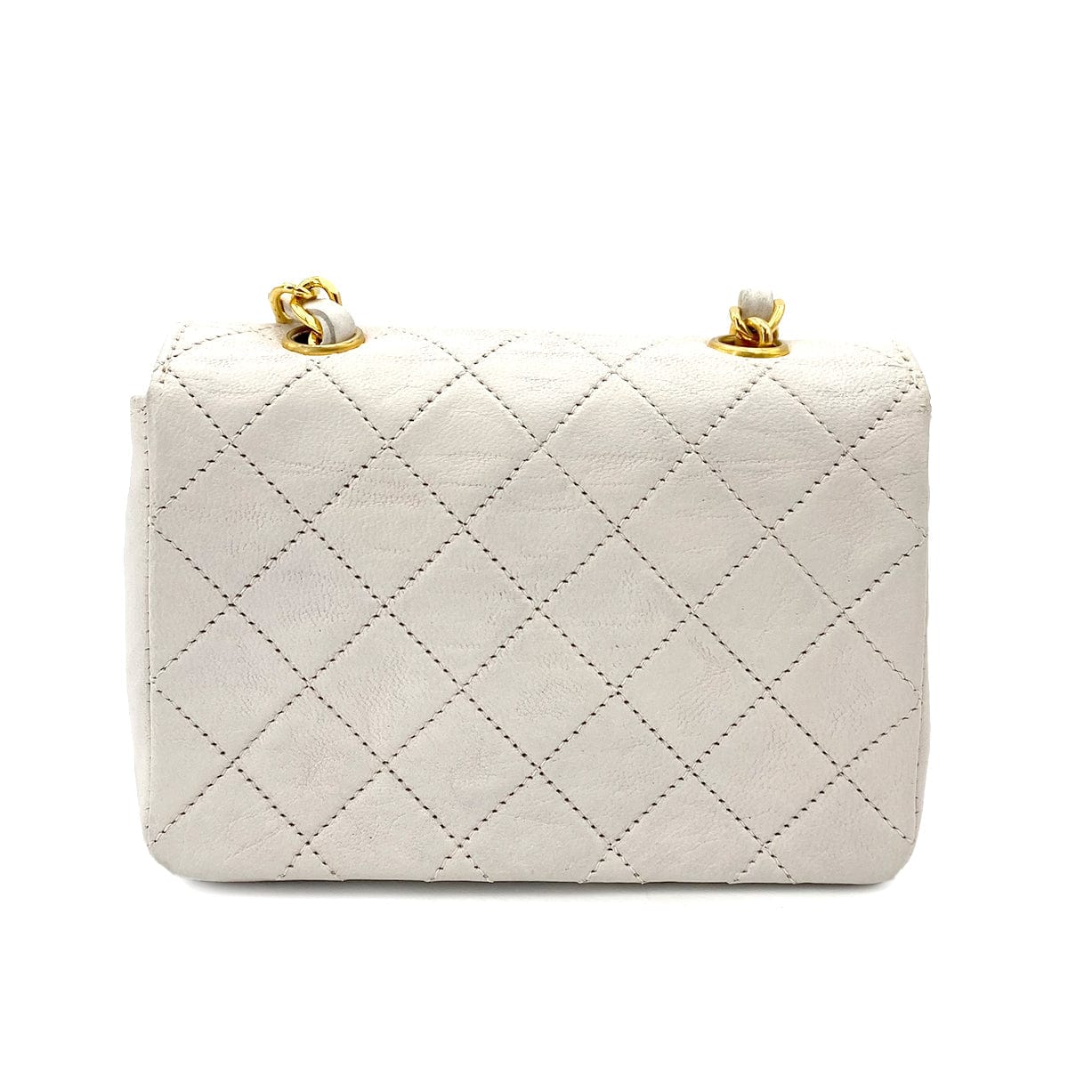 chanel CHANEL VINTAGE MINI FLAP CHAIN SHOULDER BAG WHITE LAMB SKIN 90241786