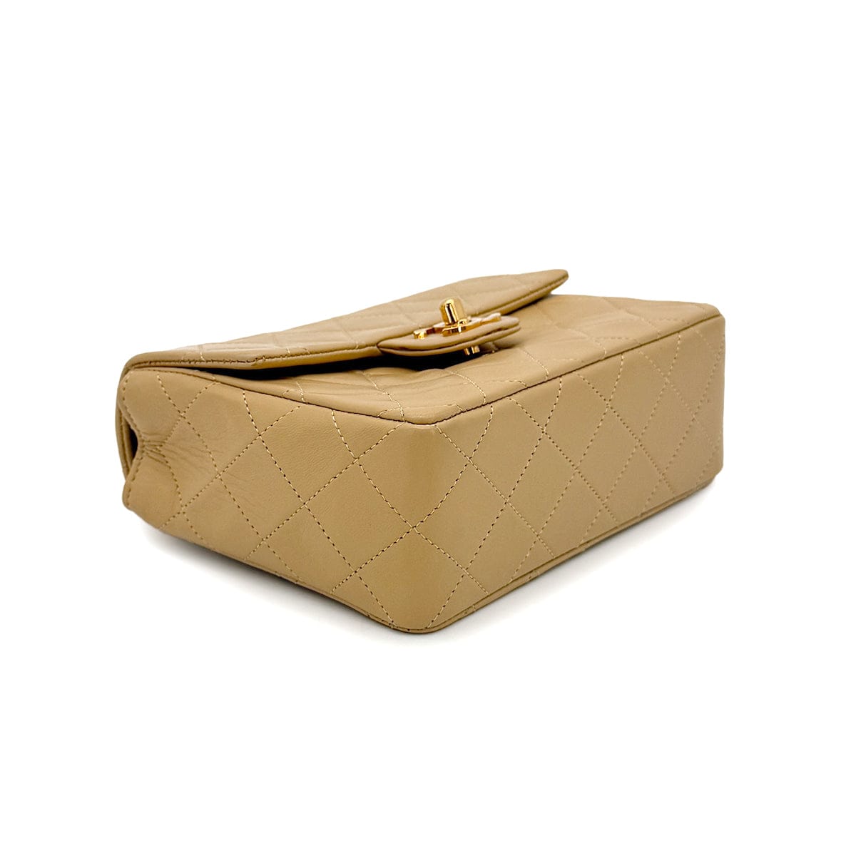 CHANEL CHANEL VINTAGE MINI SQUARE 17 CHAIN HAND BAG BEIGE LAMB SKIN 90265880