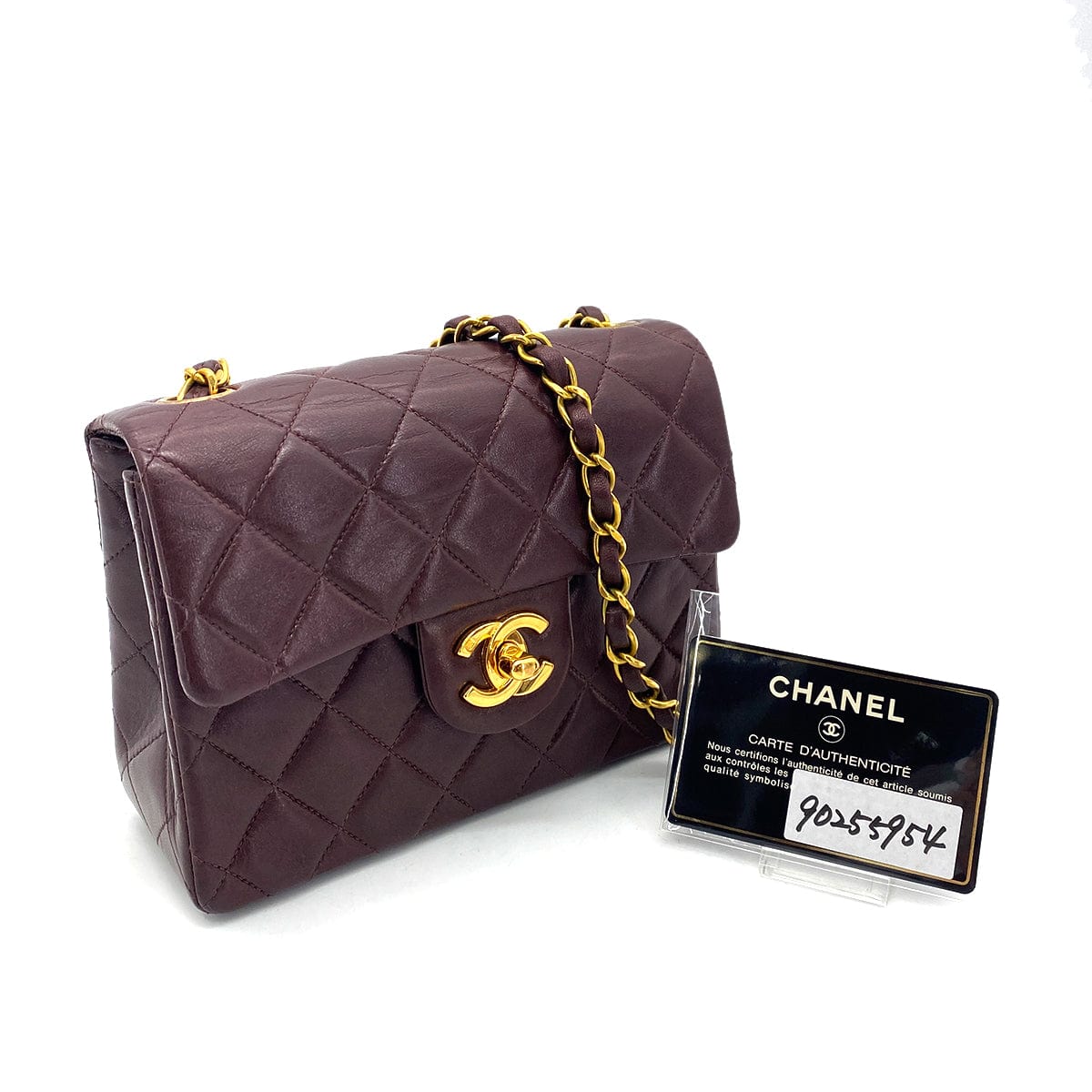 CHANEL CHANEL VINTAGE MINI SQUARE 17 CHAIN SHOULDER BAG BORDEAUX LAMB SKIN 90255954