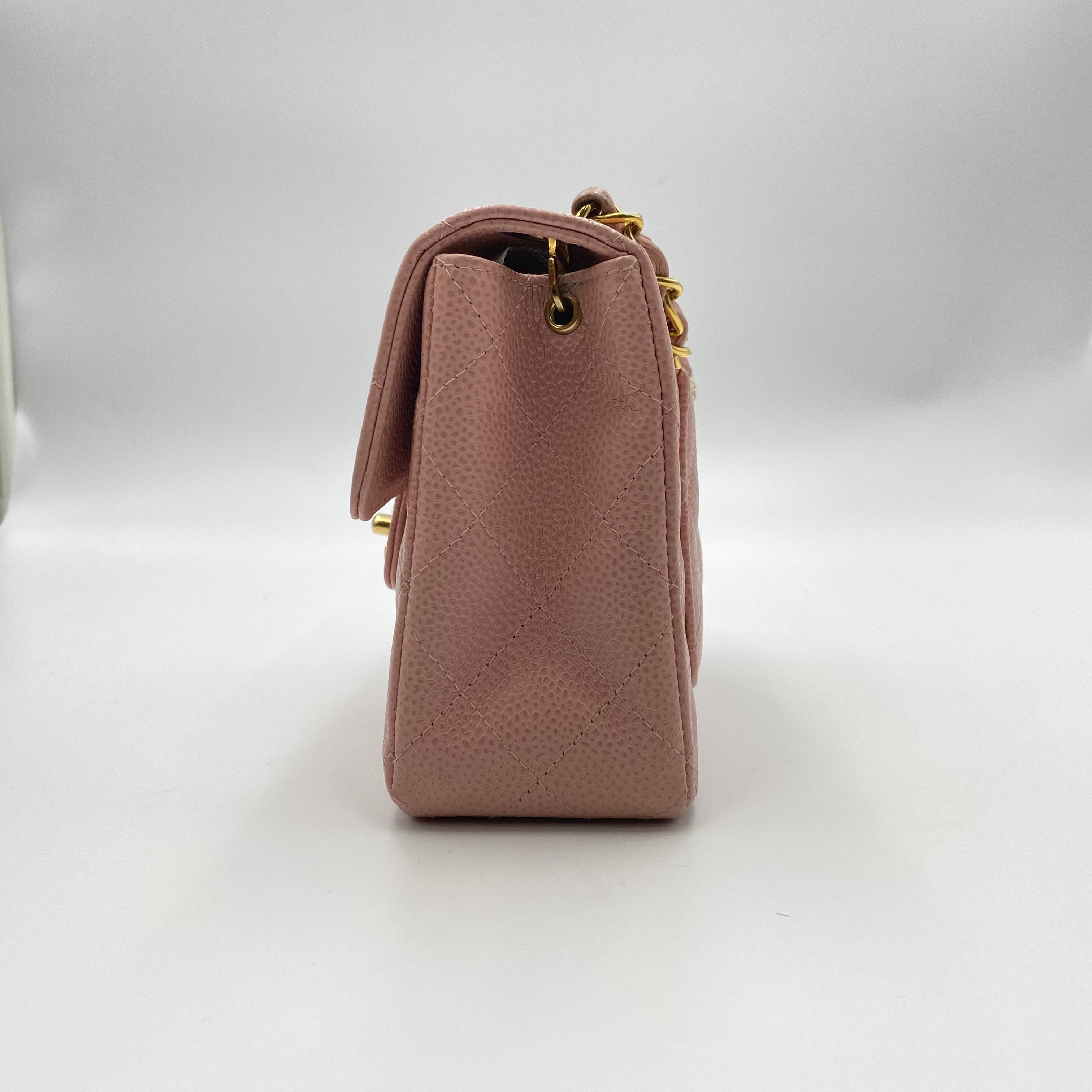 Chanel CHANEL VINTAGE MINI SQUARE 17 CHAIN SHOULDER BAG PINK CAVIAR SKIN 90216497