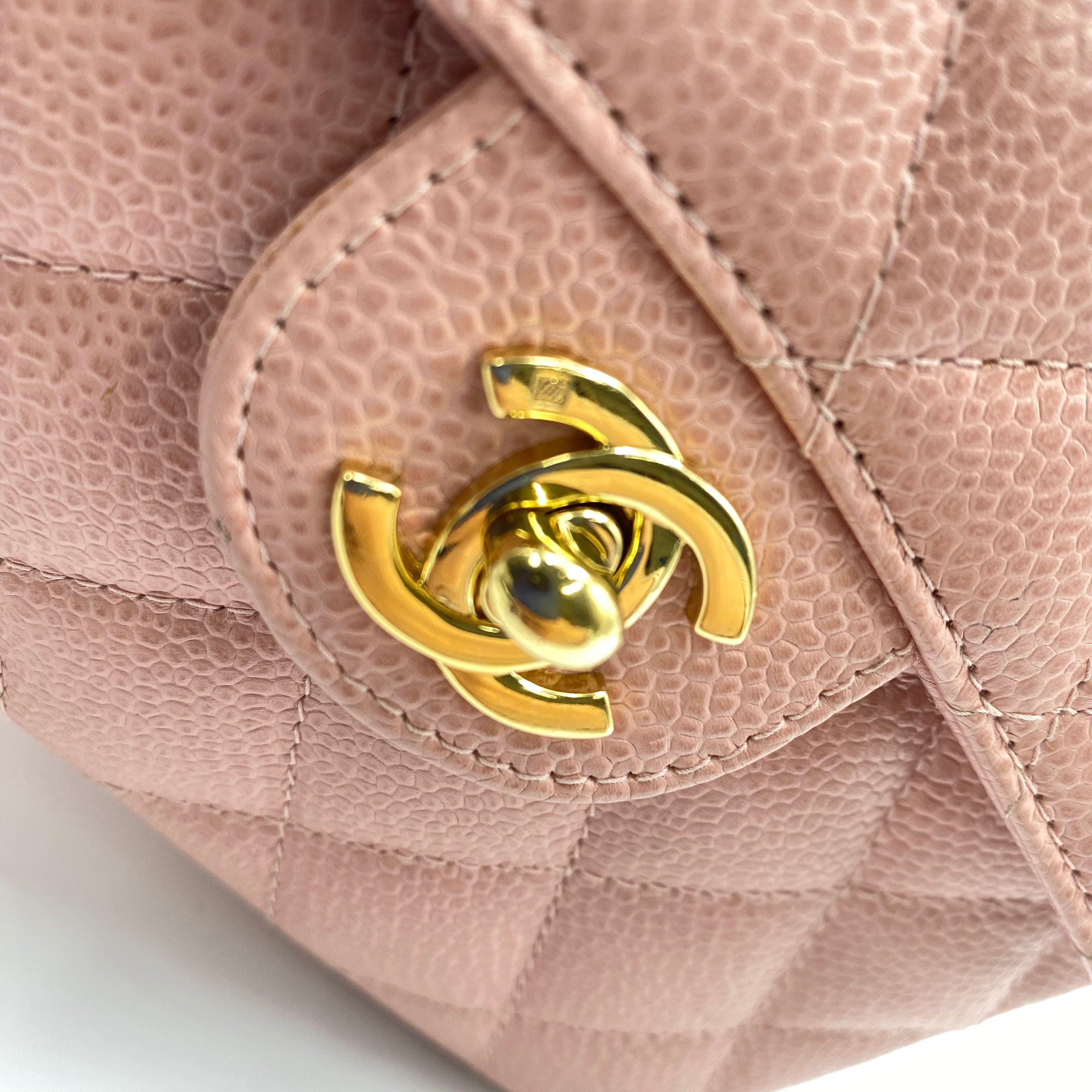 Chanel CHANEL VINTAGE MINI SQUARE 17 CHAIN SHOULDER BAG PINK CAVIAR SKIN 90216497