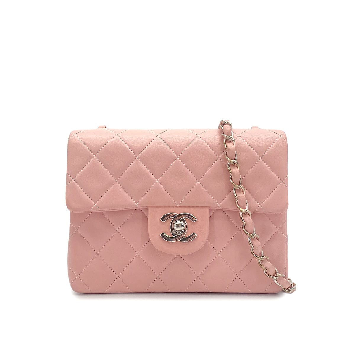 CHANEL CHANEL VINTAGE MINI SQUARE 17 CHAIN SHOULDER BAG PINK LAMB SKIN 90308993