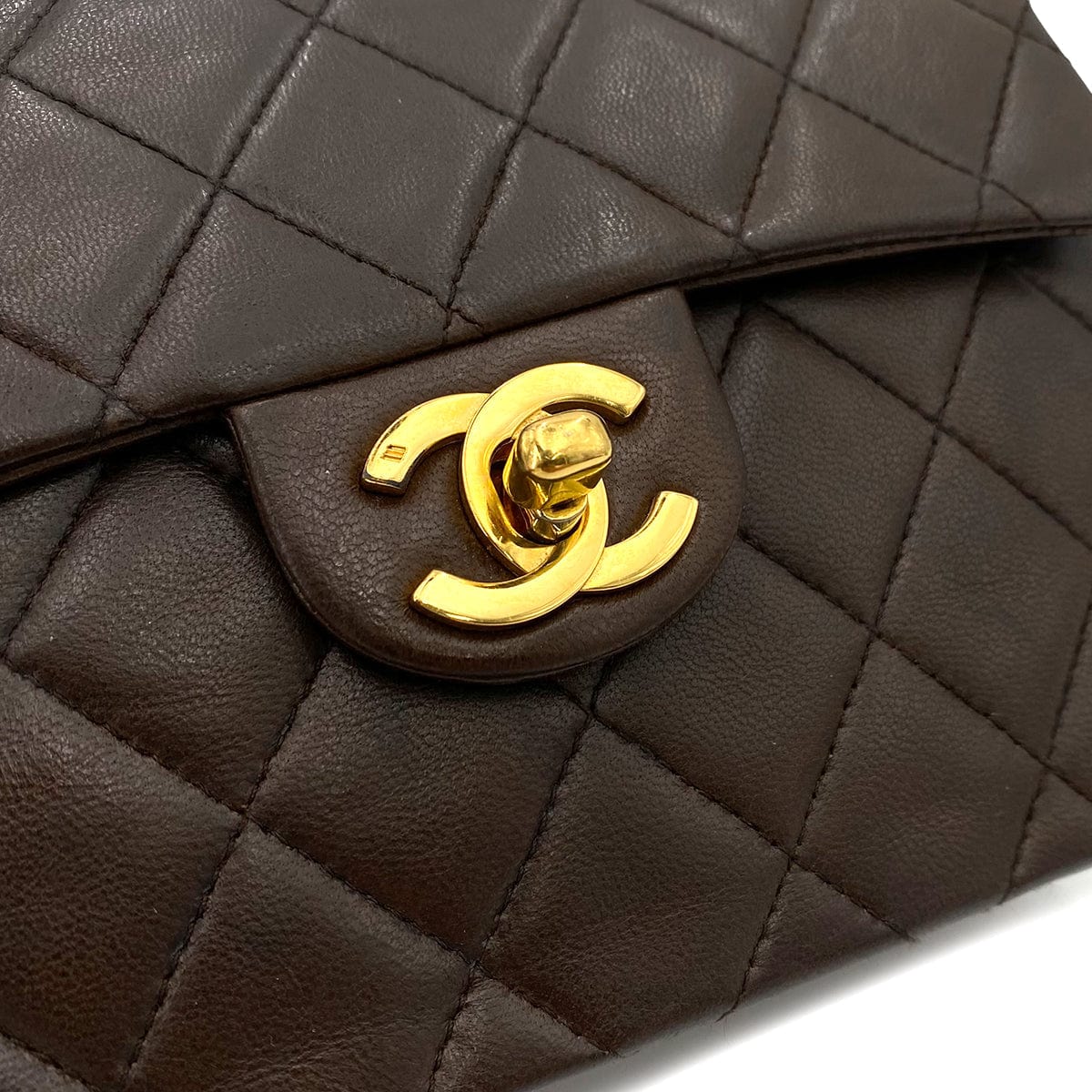 chanel CHANEL VINTAGE MINI SQUARE 17 FLAP CHAIN SHOULDER BAG BROWN LAMB SKIN 90241704