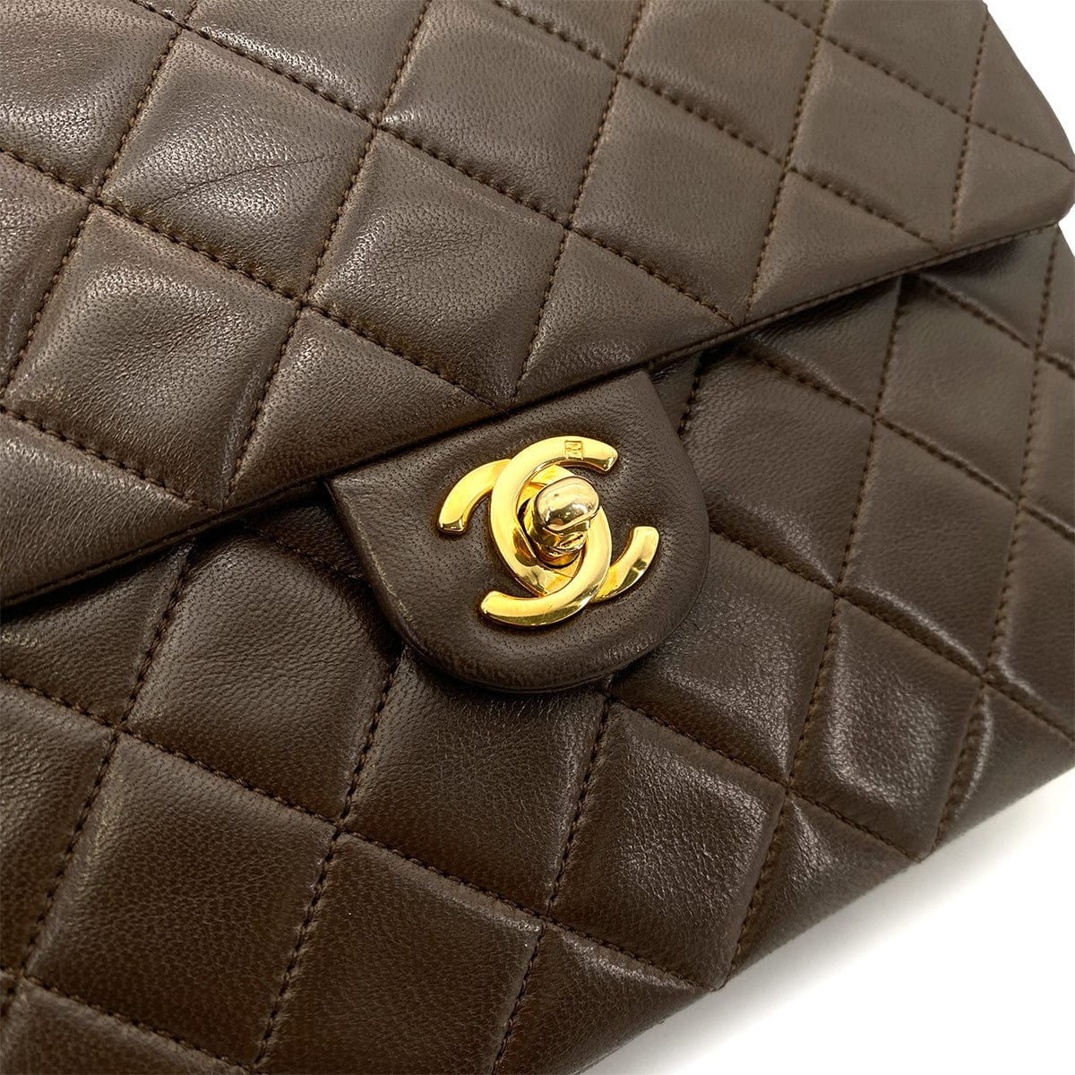 CHANEL CHANEL VINTAGE MINI SQUARE 20 CHAIN SHOULDER BAG BROWN LAMB SKIN 90254629