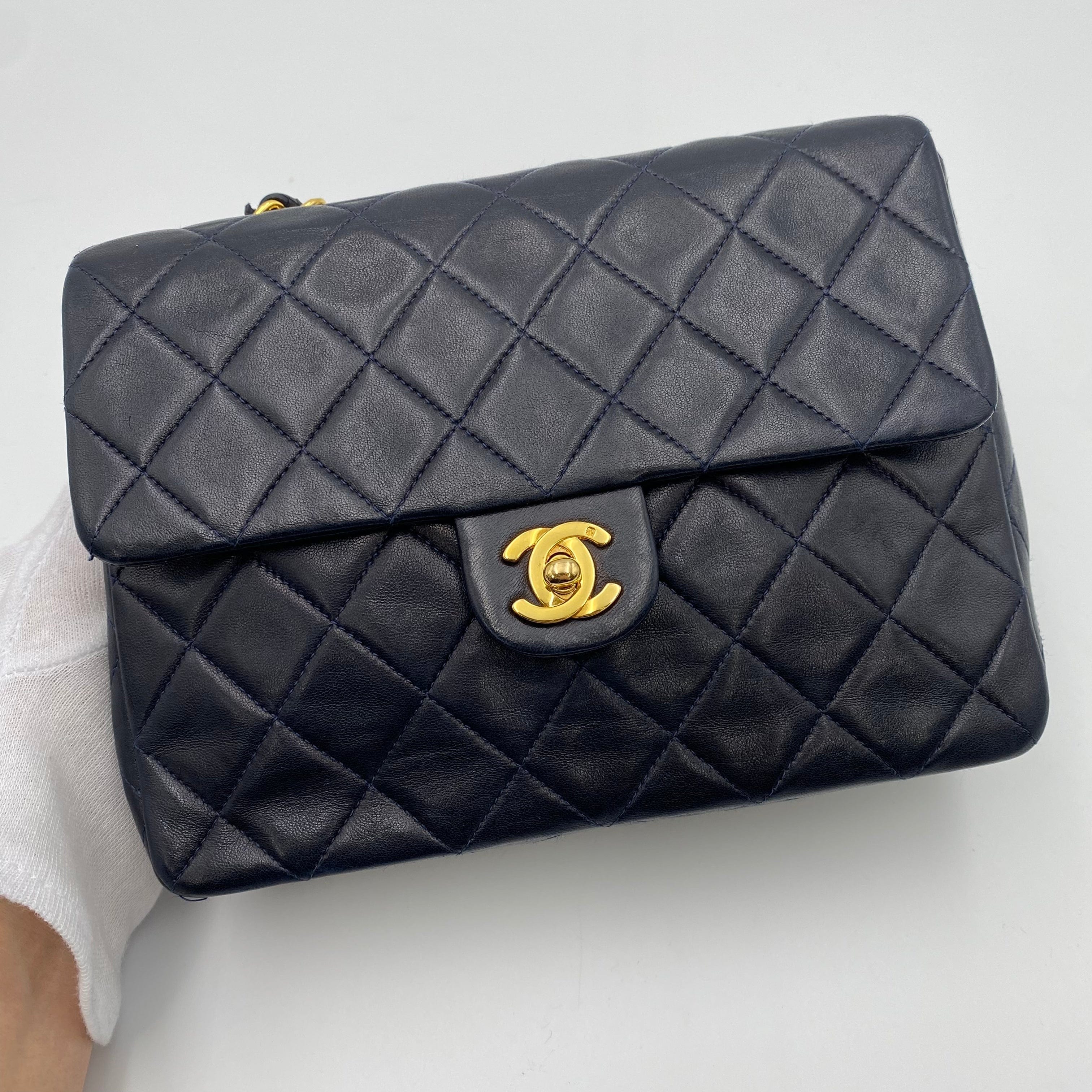Chanel Chanel Vintage Mini Square 20 Navy Lambskin GHW #2 90220676