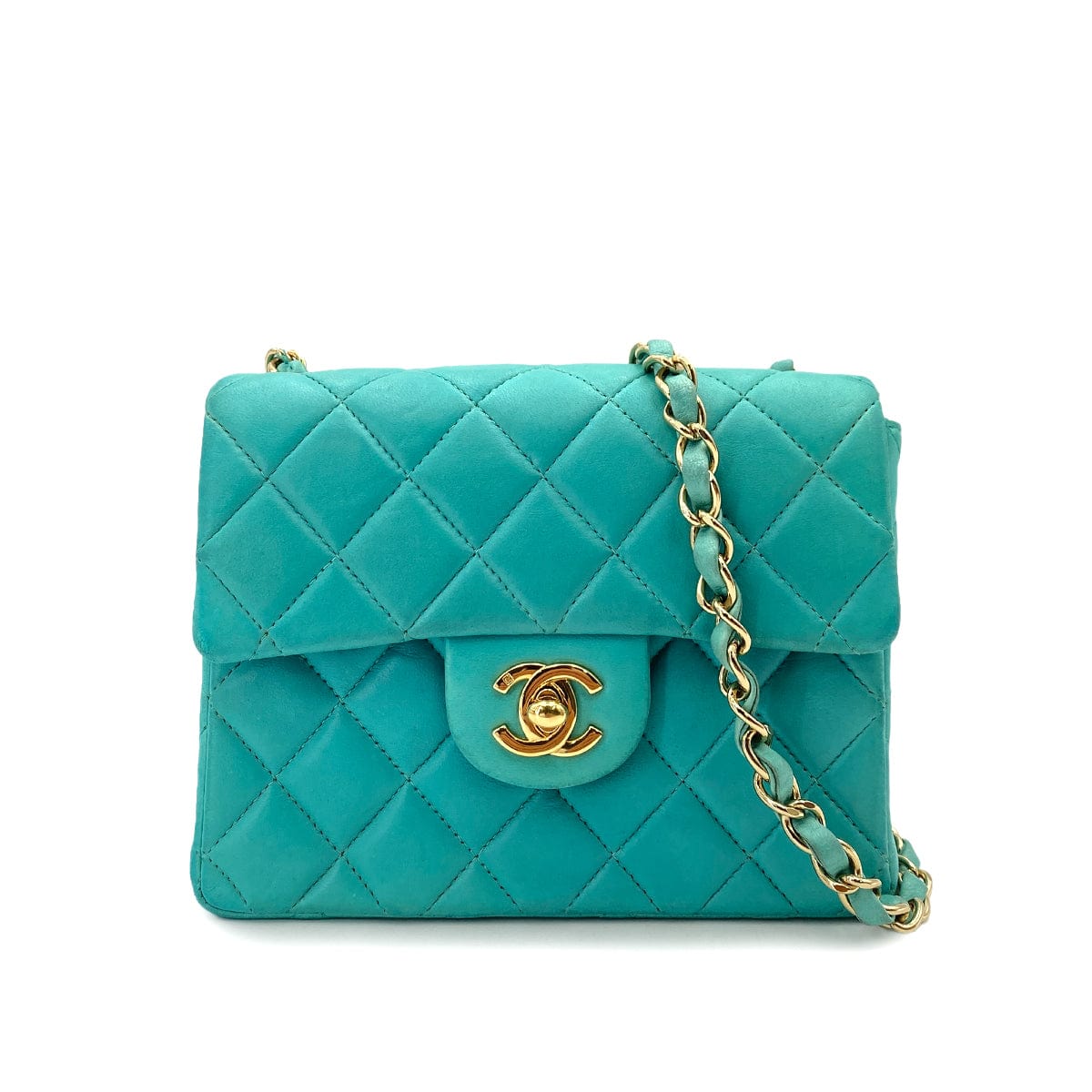 Chanel Chanel Vintage Mini Square Turquoise Lambskin GHW #7 90247997