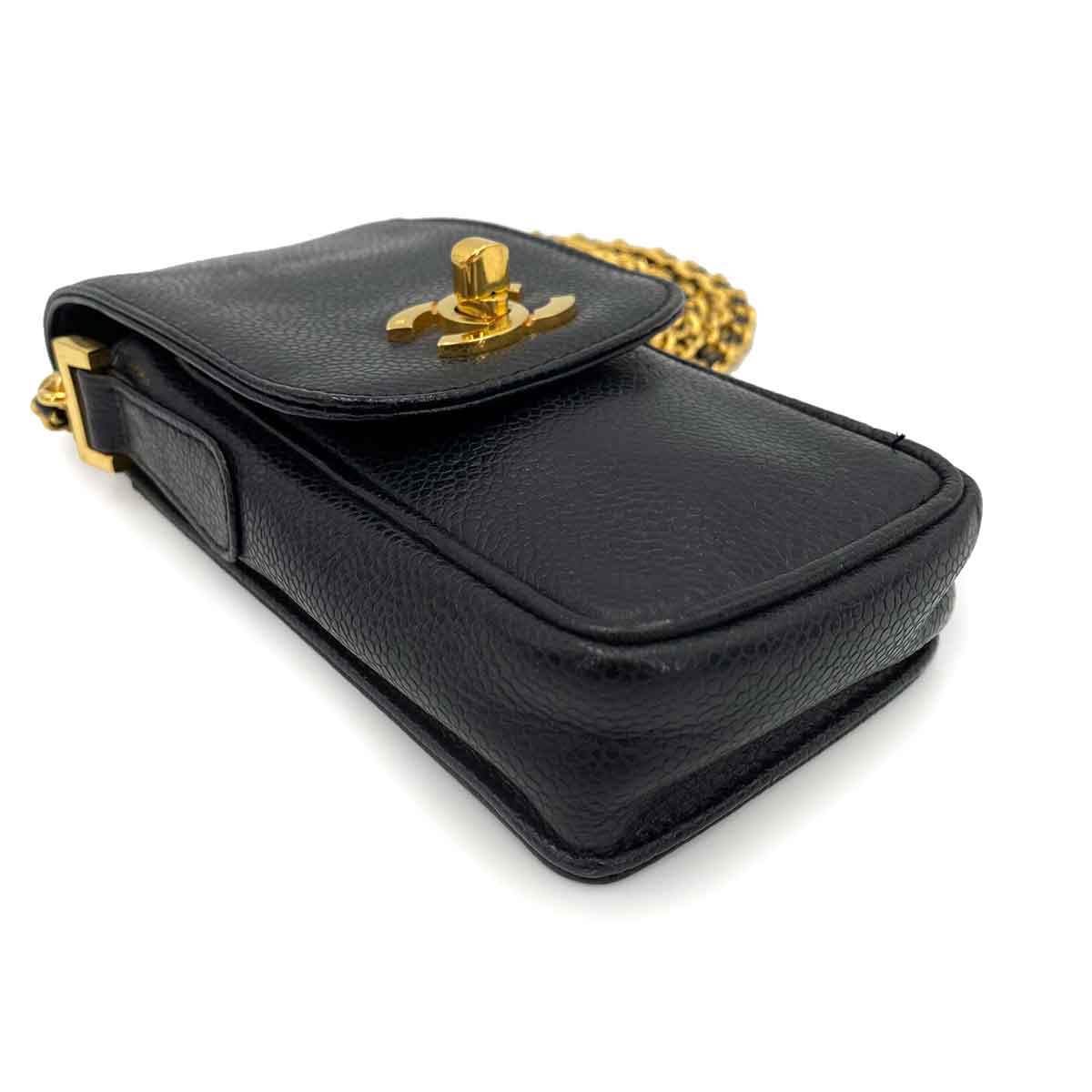 Chanel CHANEL VINTAGE MOBILE CASE CHAIN SHOULDER BLACK CAVIAR SKIN 90241287