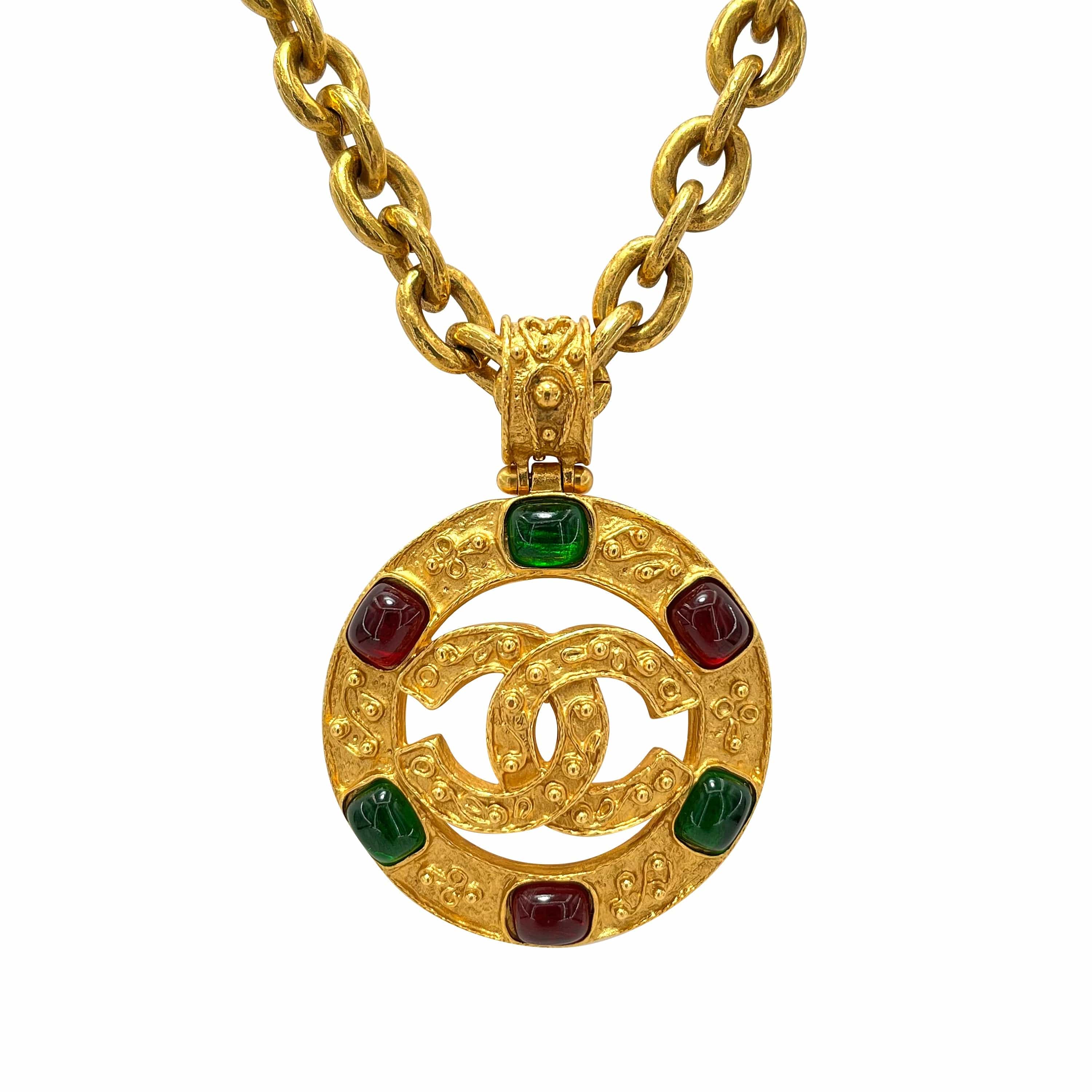 Chanel CHANEL VINTAGE NECKLACE COCOMARK ROUND COLORSTONE ACCESSORY 94A 90213284