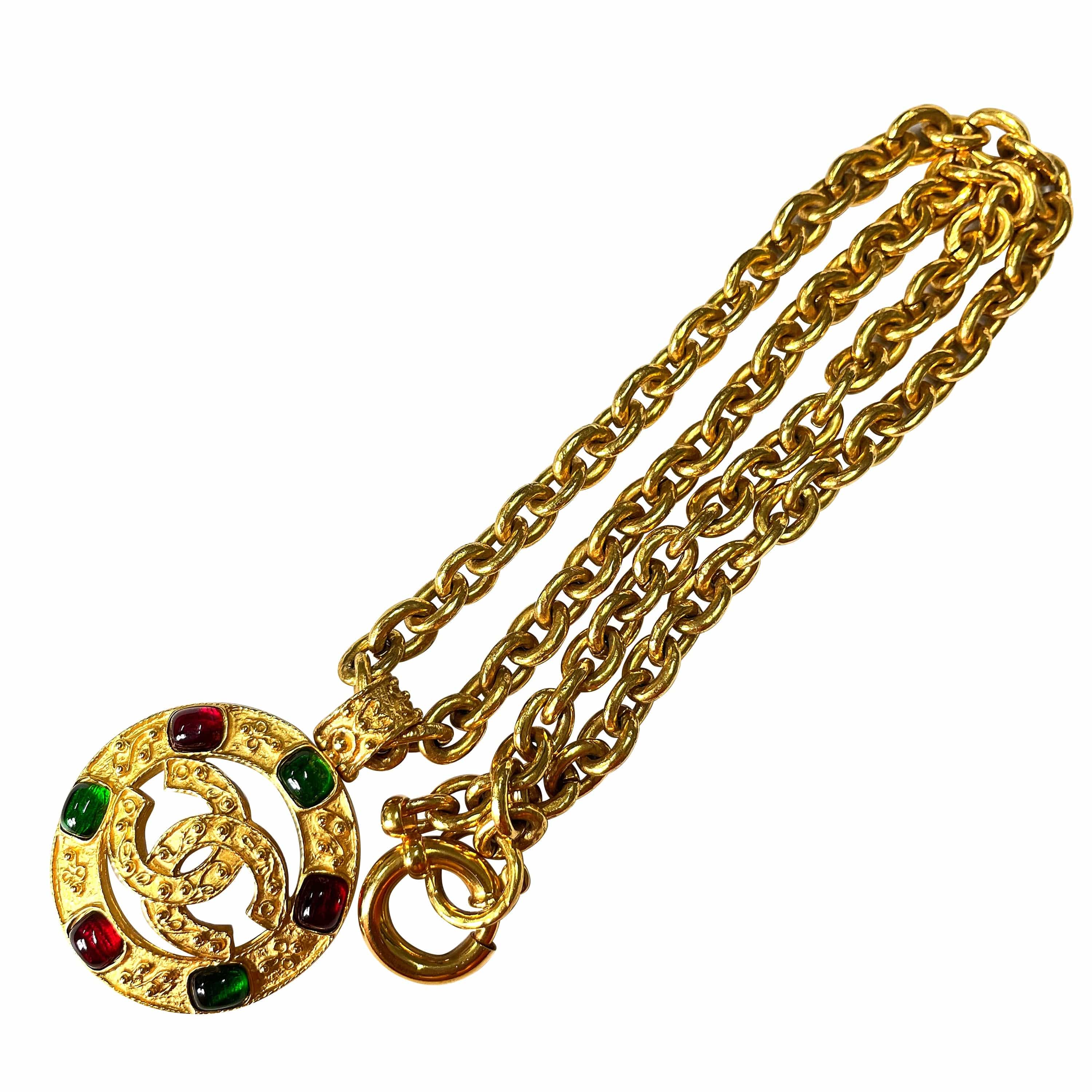 Chanel CHANEL VINTAGE NECKLACE COCOMARK ROUND COLORSTONE ACCESSORY 94A 90213284