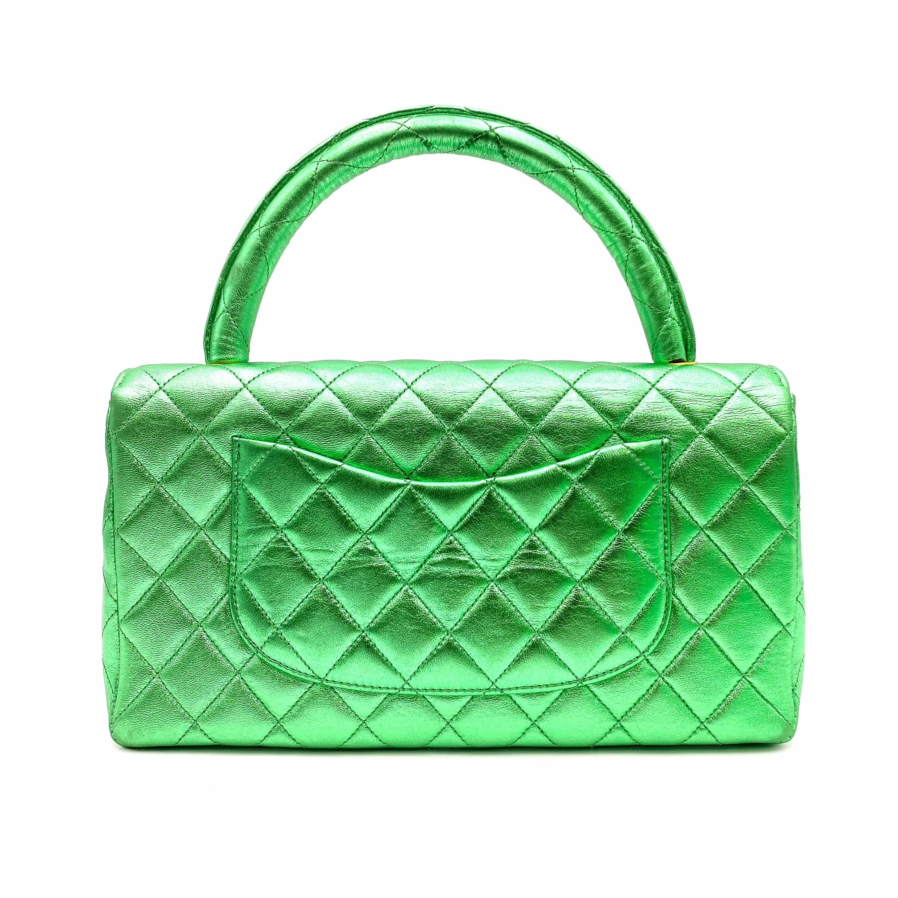 Chanel CHANEL VINTAGE PARENT-CHILD BAG METALLIC GREEN LAMB SKIN 90228454