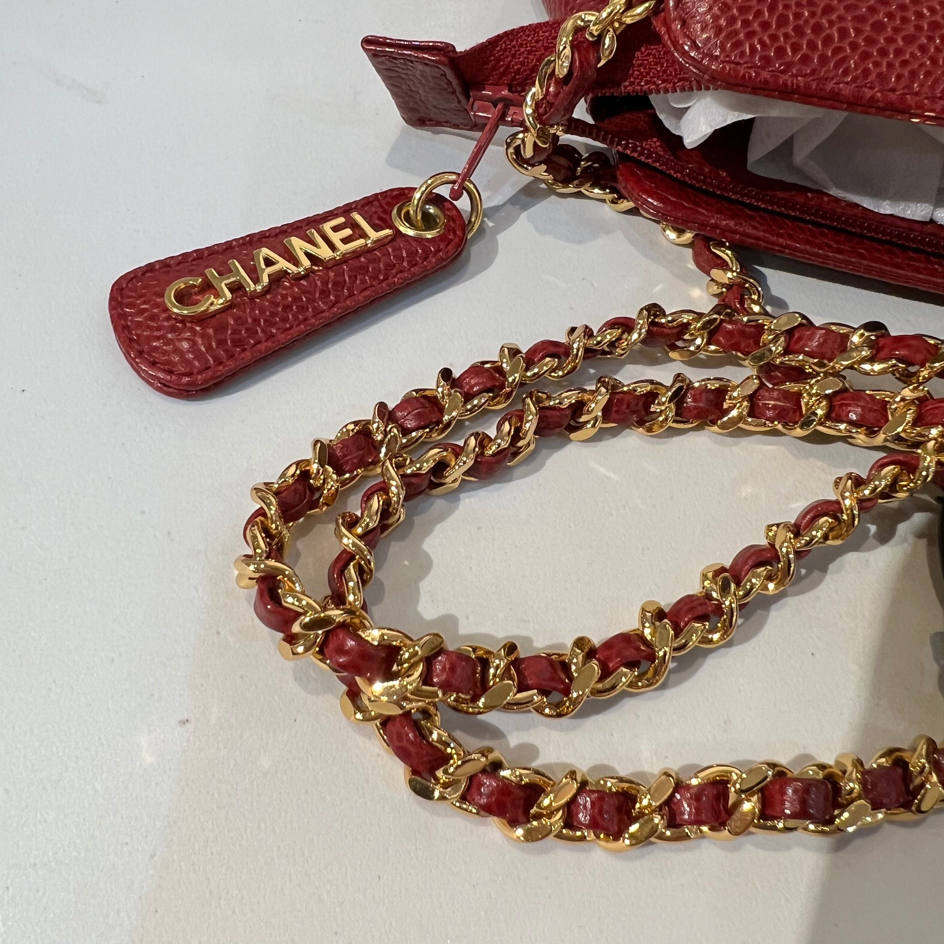 Chanel CHANEL  VINTAGE POUCH CHAIN SHOULDER BAG BURGUNDY 90195303