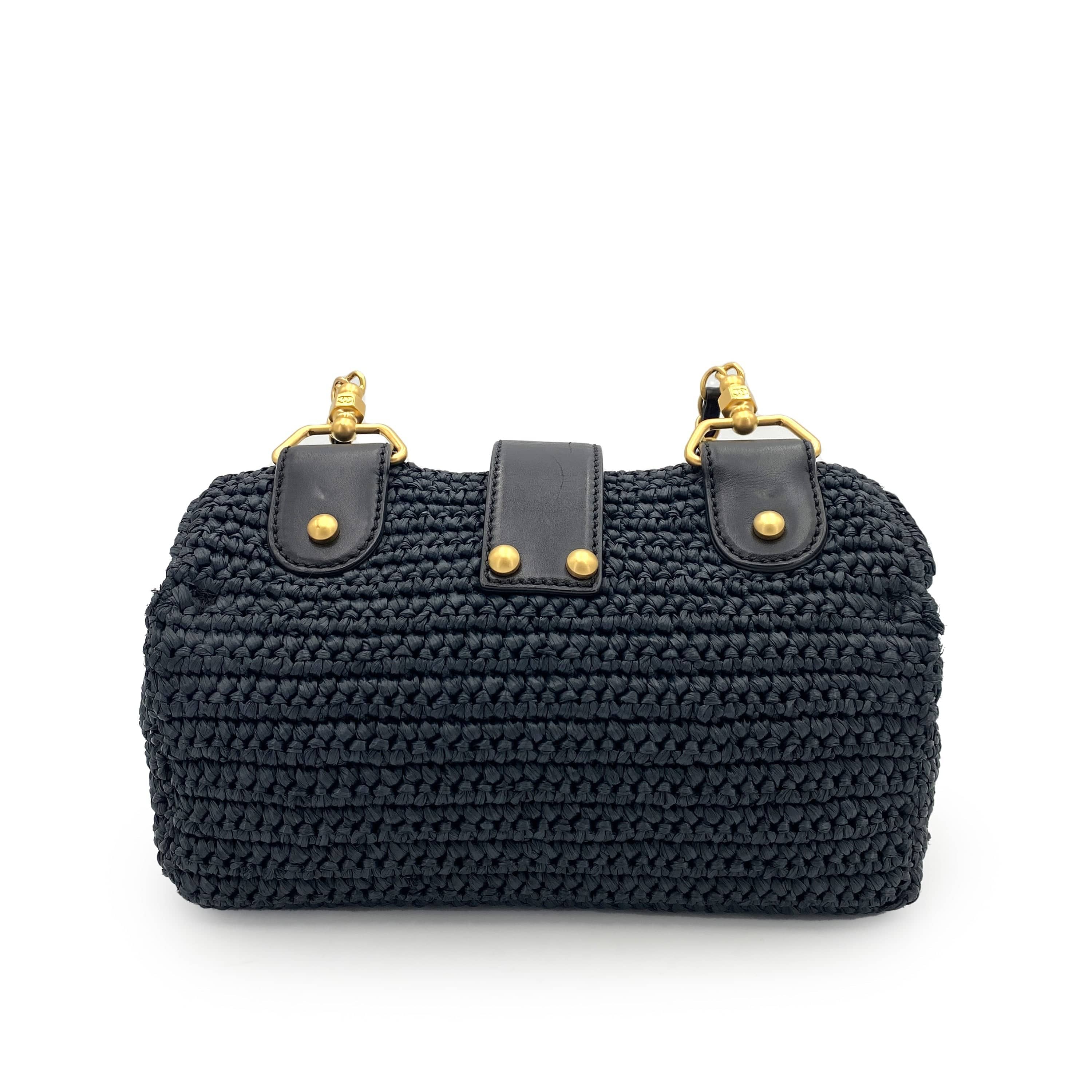 Chanel Chanel Vintage Shoulder Navy Raffia GHW #10 90247136