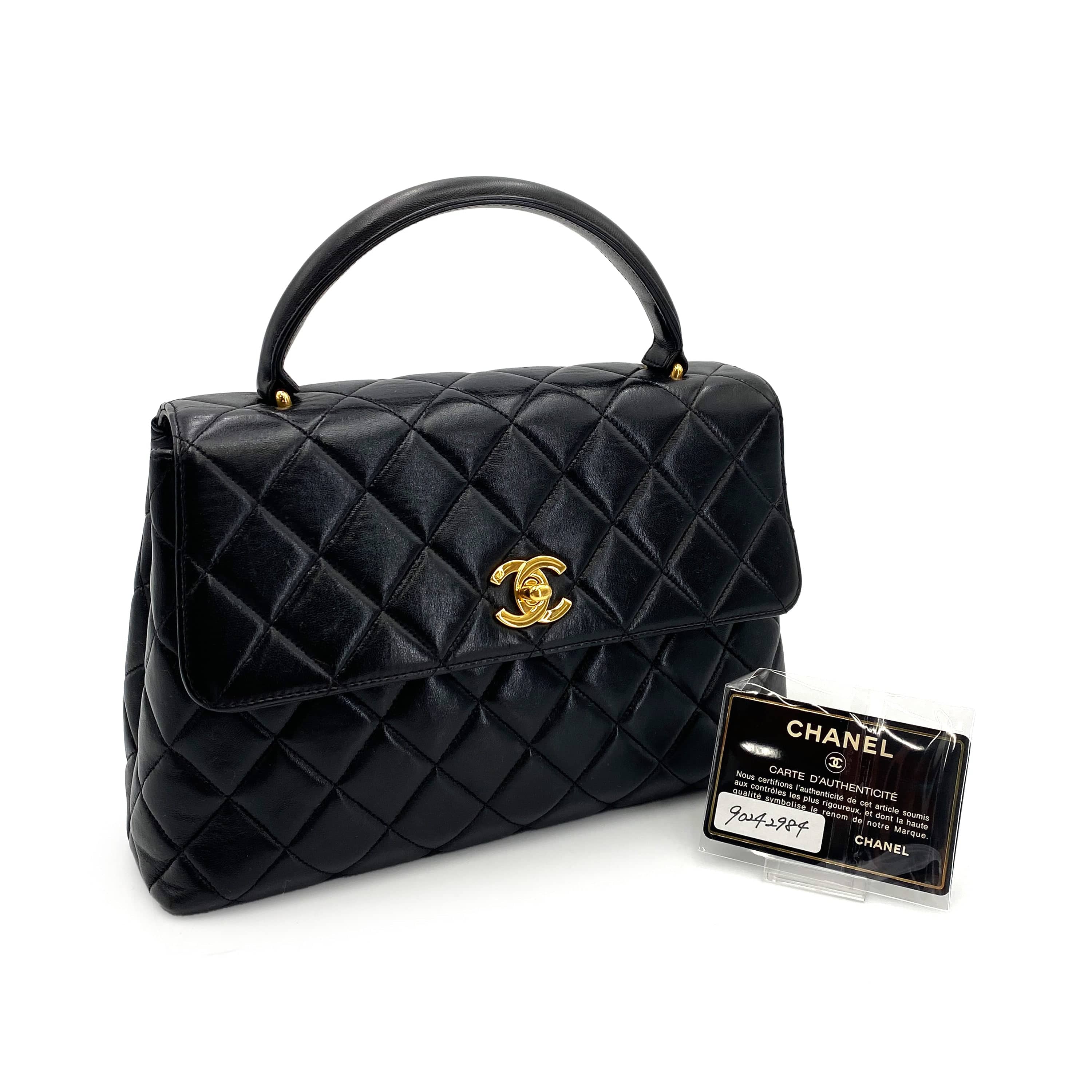 Chanel Chanel Vintage Top Handle Quilted Black Lambskin GHW #4 90242984