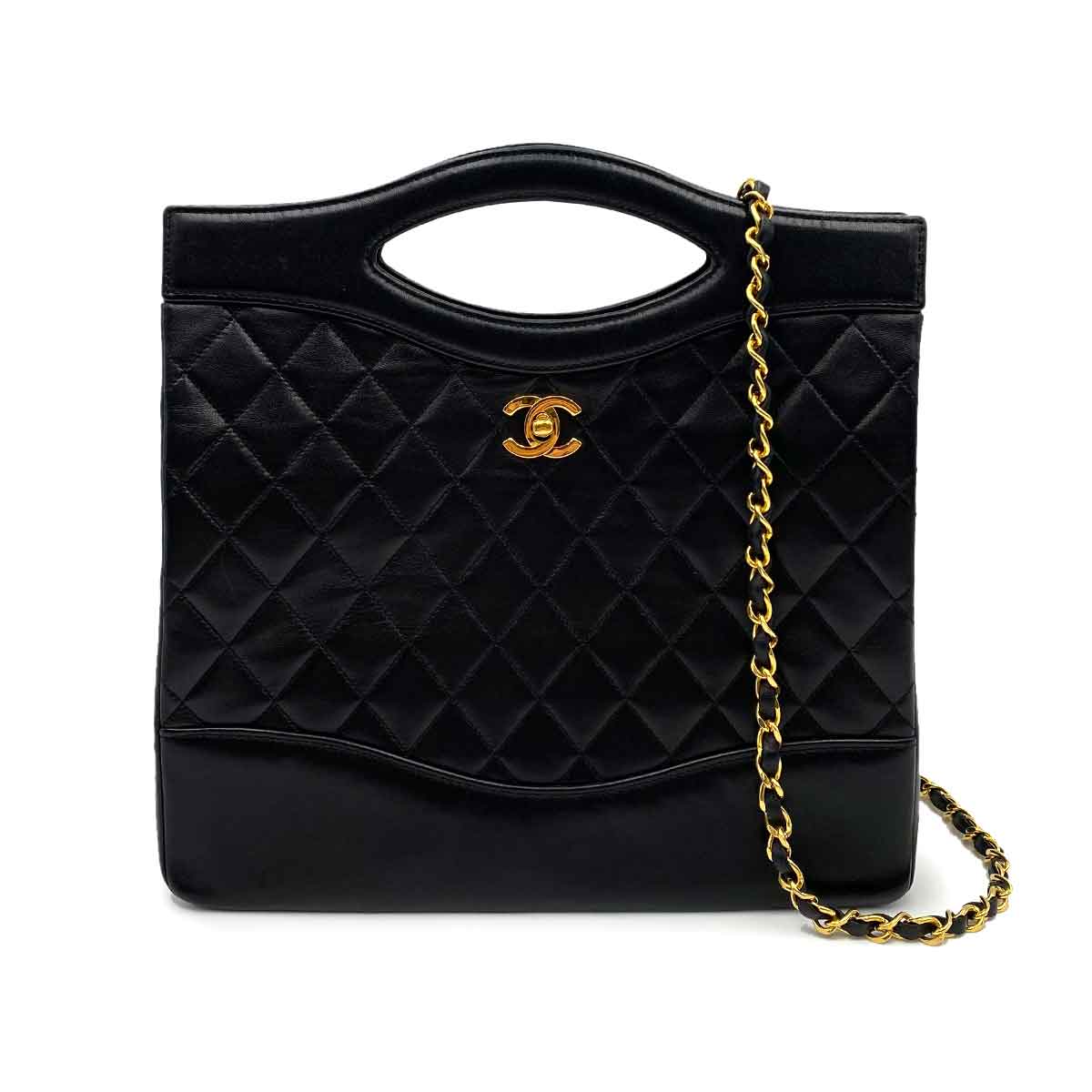 Chanel Chanel Vintage Top Handle Tote Black Lambskin GHW #1 90228032