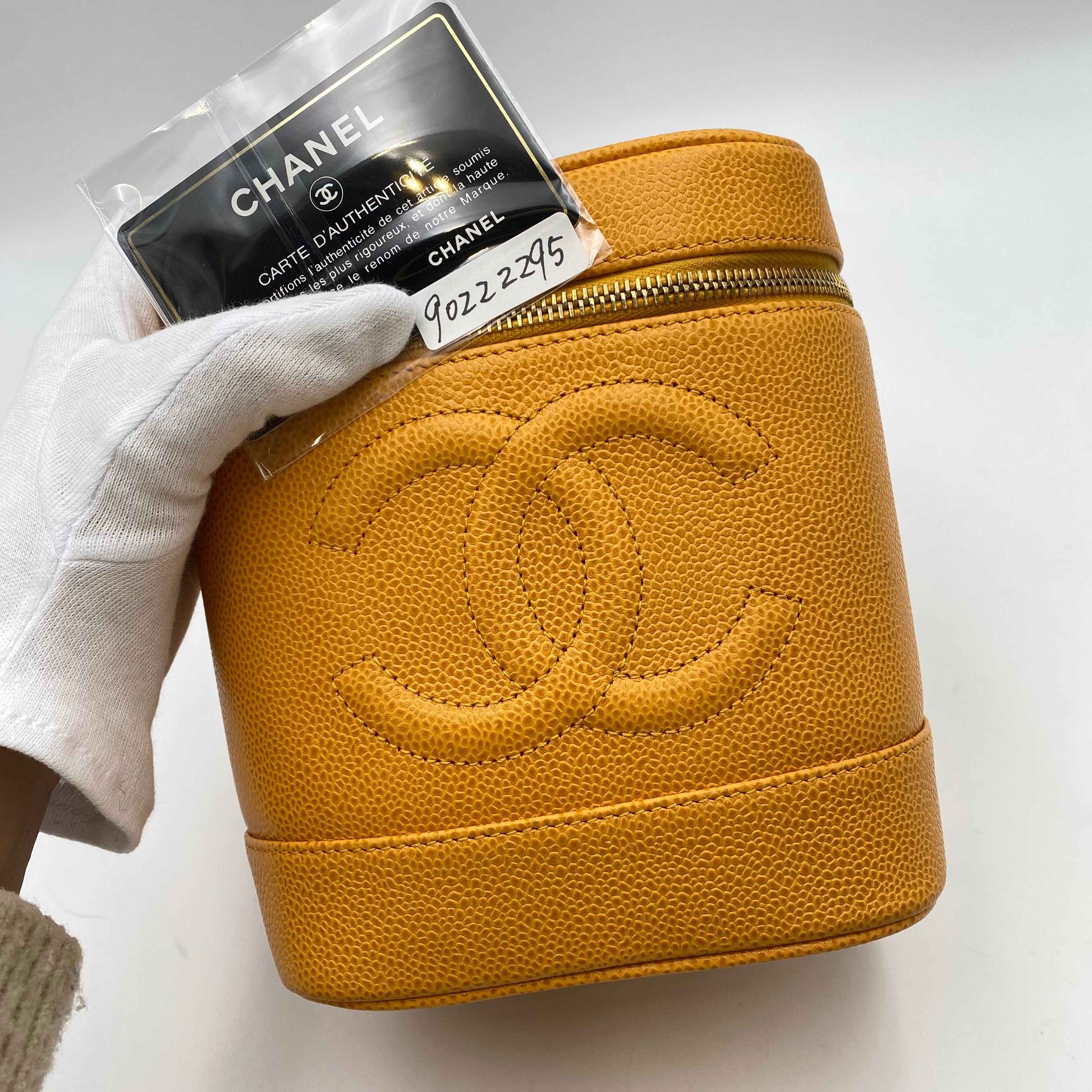 Chanel CHANEL VINTAGE VANITY HAND BAG ORANGE CAVIAR