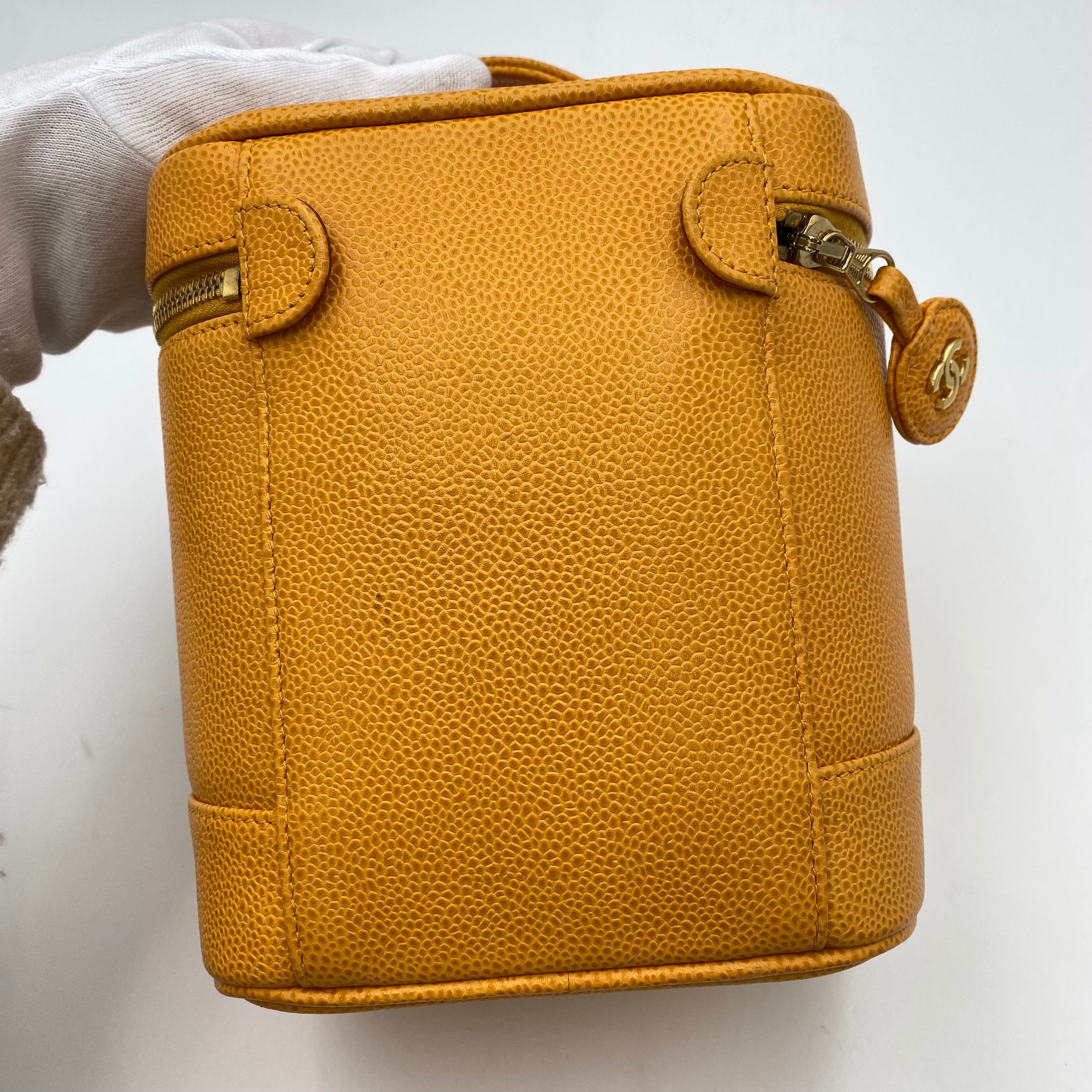 Chanel CHANEL VINTAGE VANITY HAND BAG ORANGE CAVIAR