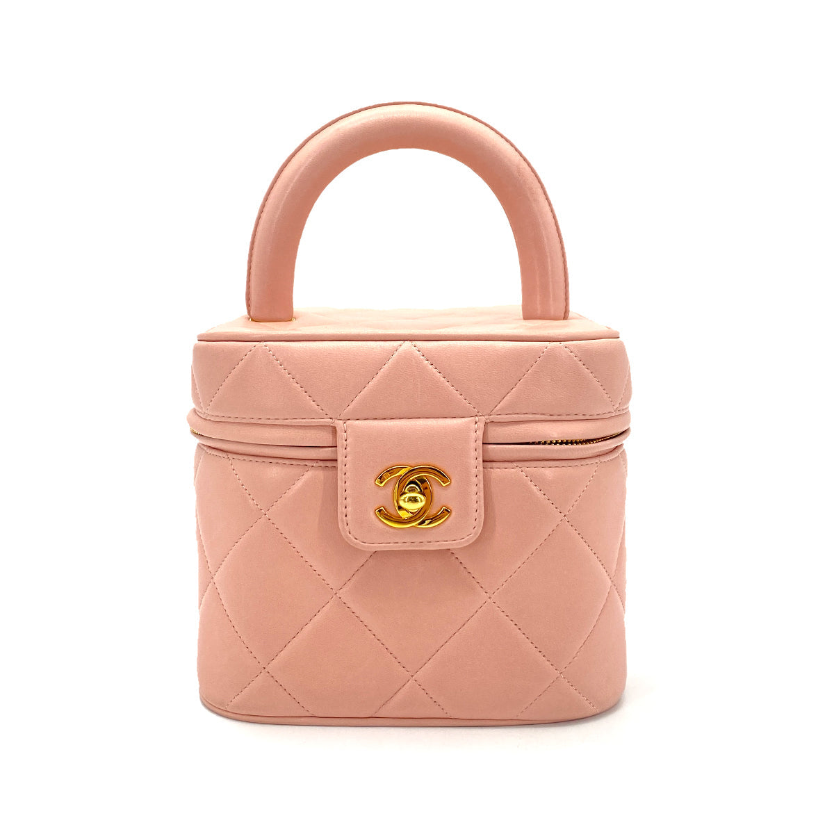 CHANEL CHANEL VINTAGE VANITY HAND BAG PINK LAMB SKIN 90261563