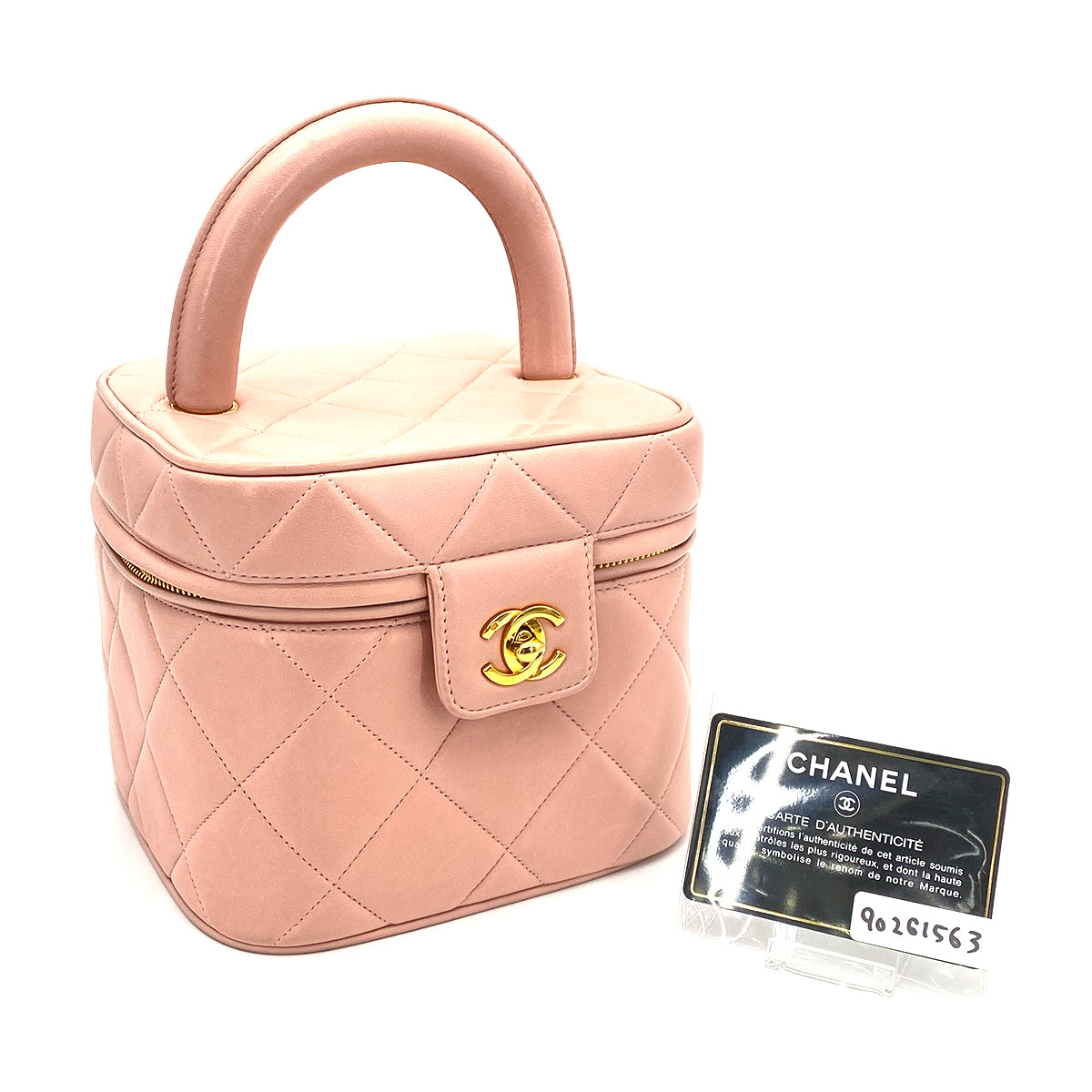 CHANEL CHANEL VINTAGE VANITY HAND BAG PINK LAMB SKIN 90261563