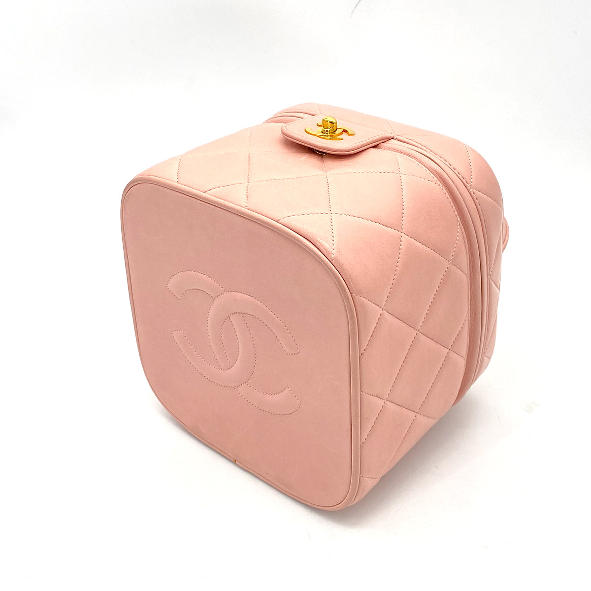 CHANEL CHANEL VINTAGE VANITY HAND BAG PINK LAMB SKIN 90261563