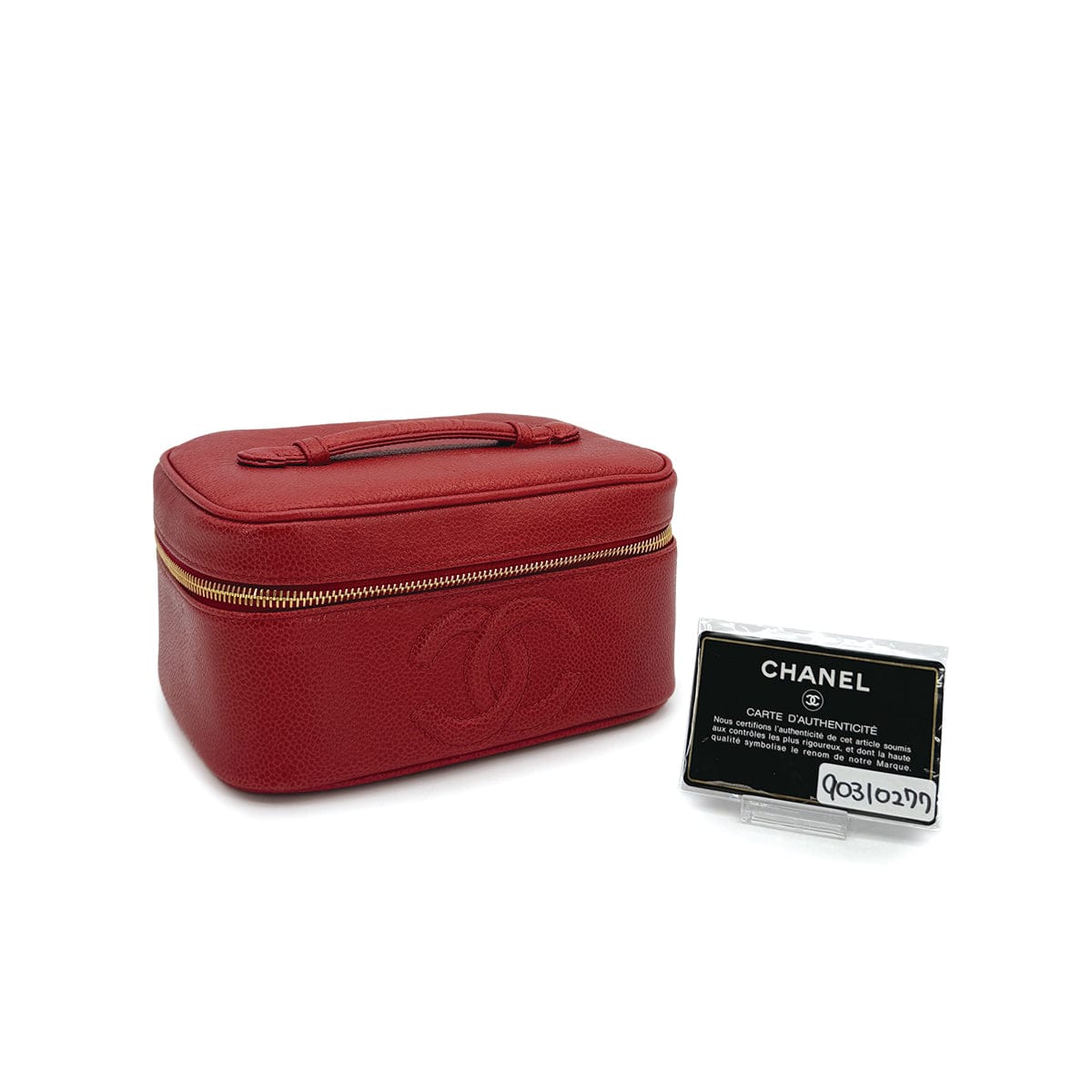 CHANEL CHANEL VINTAGE VANITY HAND BAG RED CAVIAR SKIN 90310277