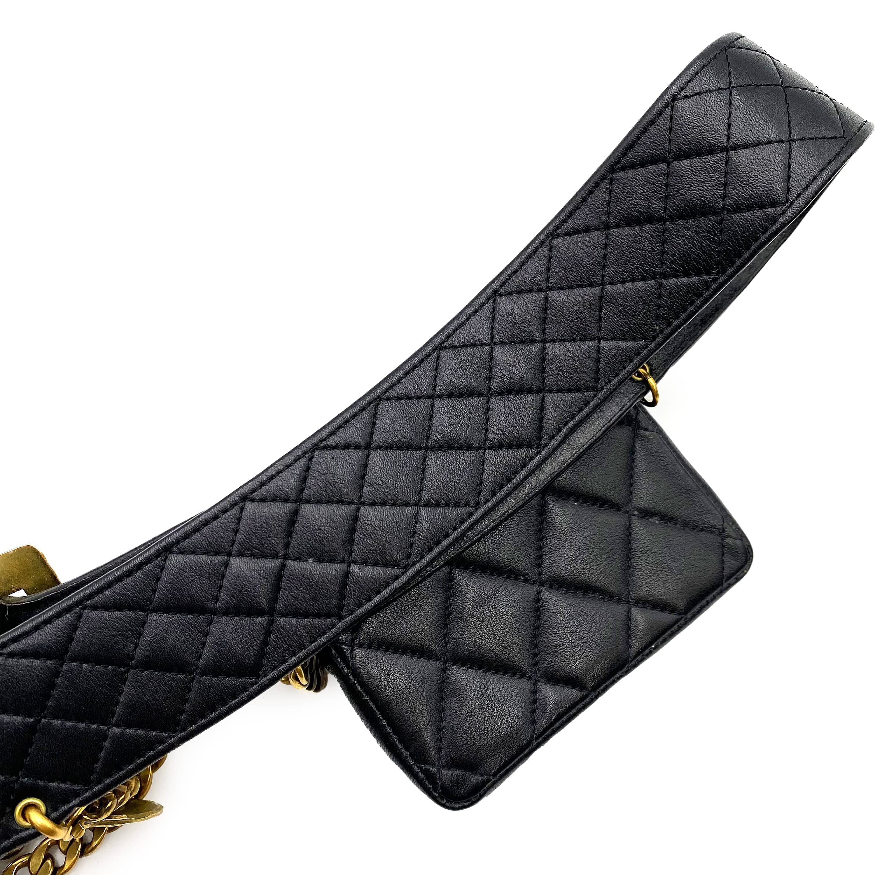 Chanel CHANEL VINTAGE WAIST BELT BAG BLACK LAMB SKIN 90225289