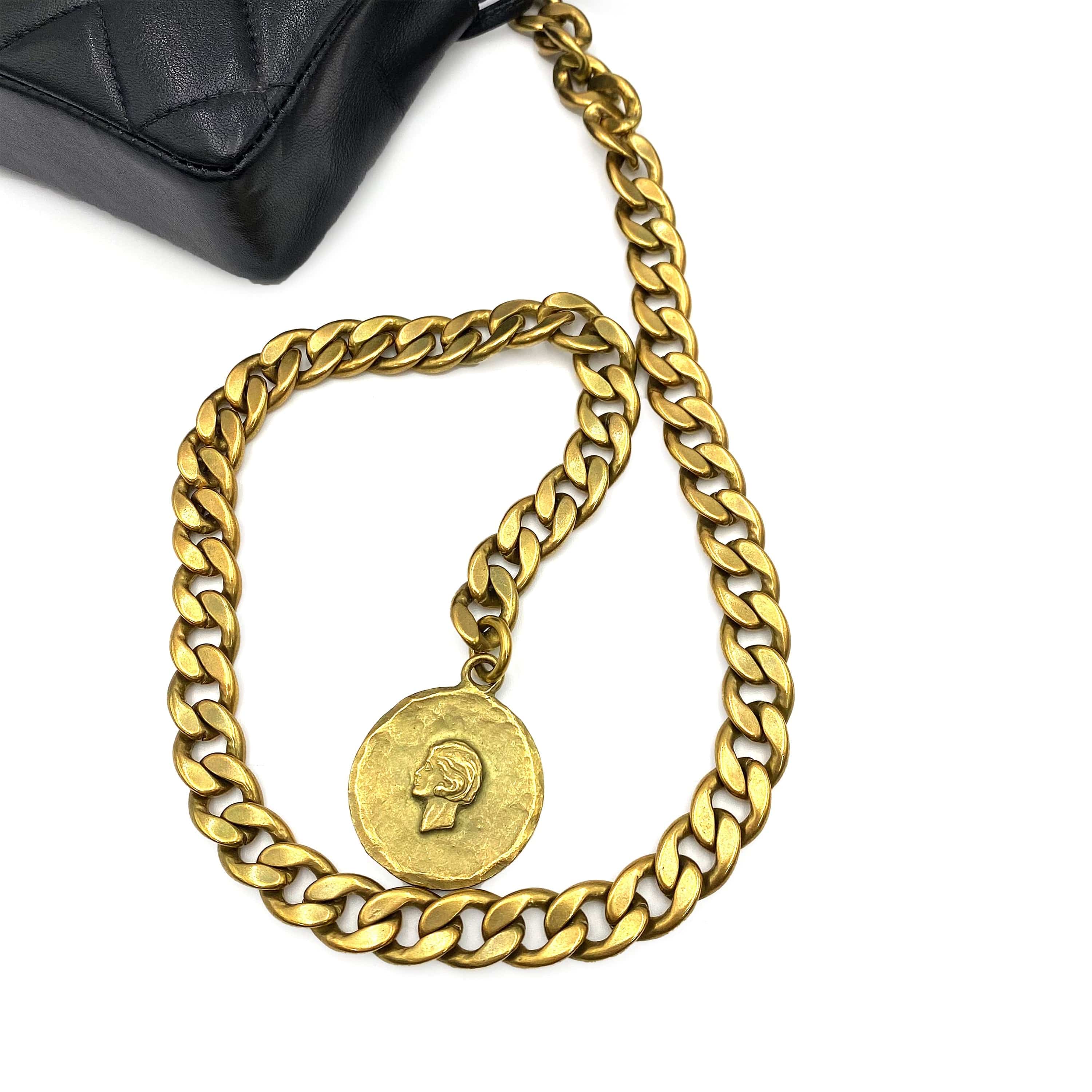 Chanel CHANEL VINTAGE WAIST BELT BAG BLACK LAMB SKIN 90225289