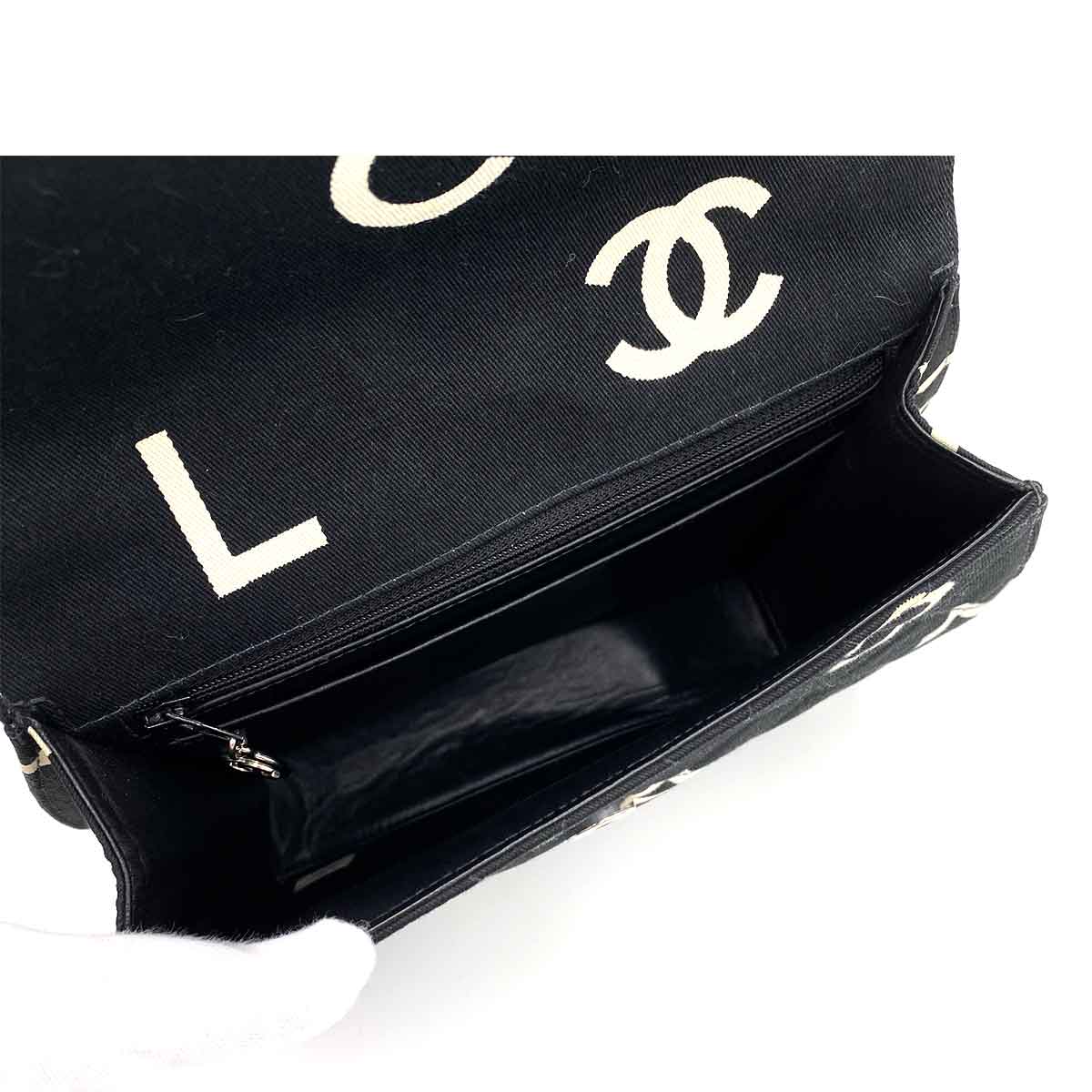 Chanel Chanel Vintage Word Logo Printed Canvas Black 90232167
