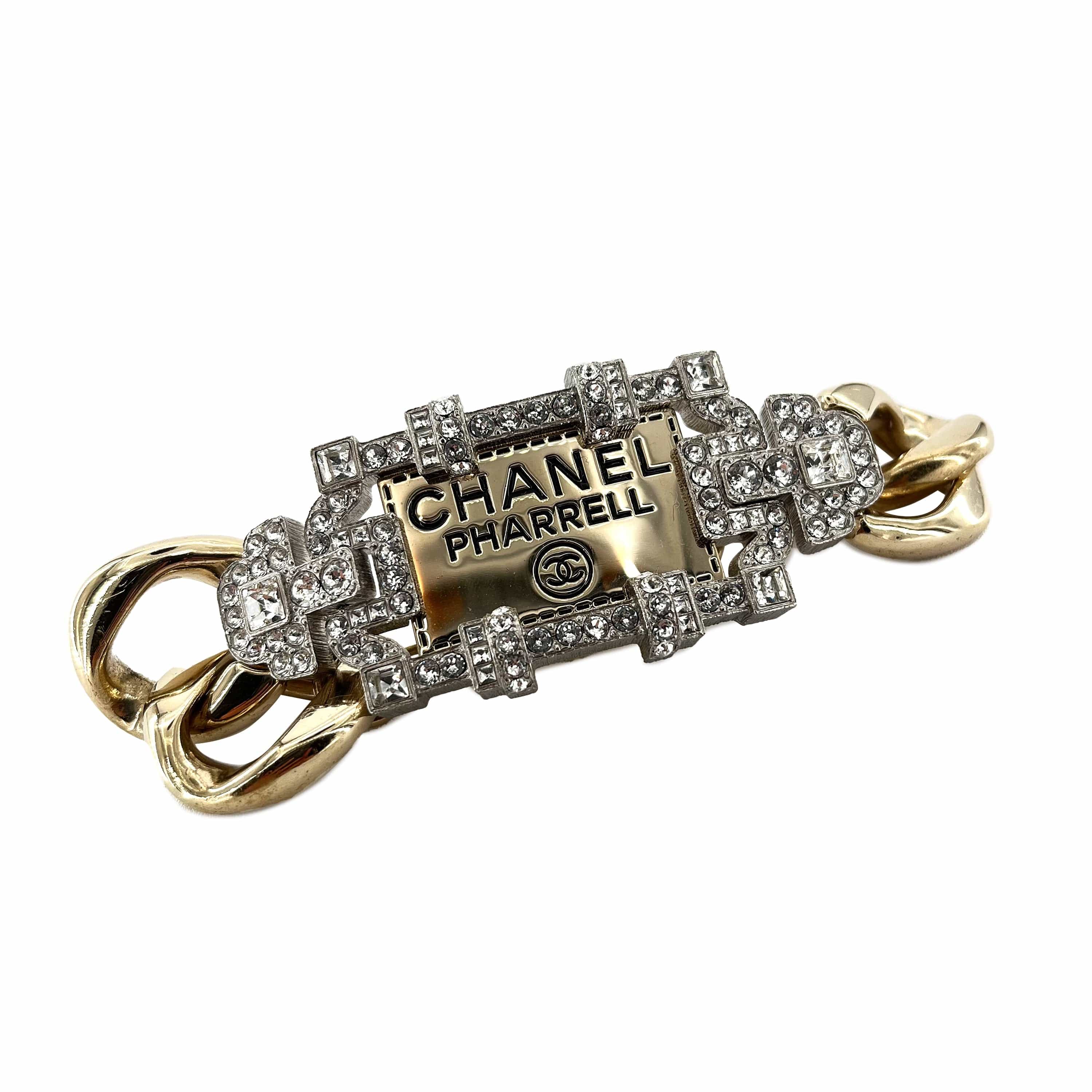 Chanel Chanel x Pharrell Rhinestone Plate Cuban Link Bracelet LGHW 2019