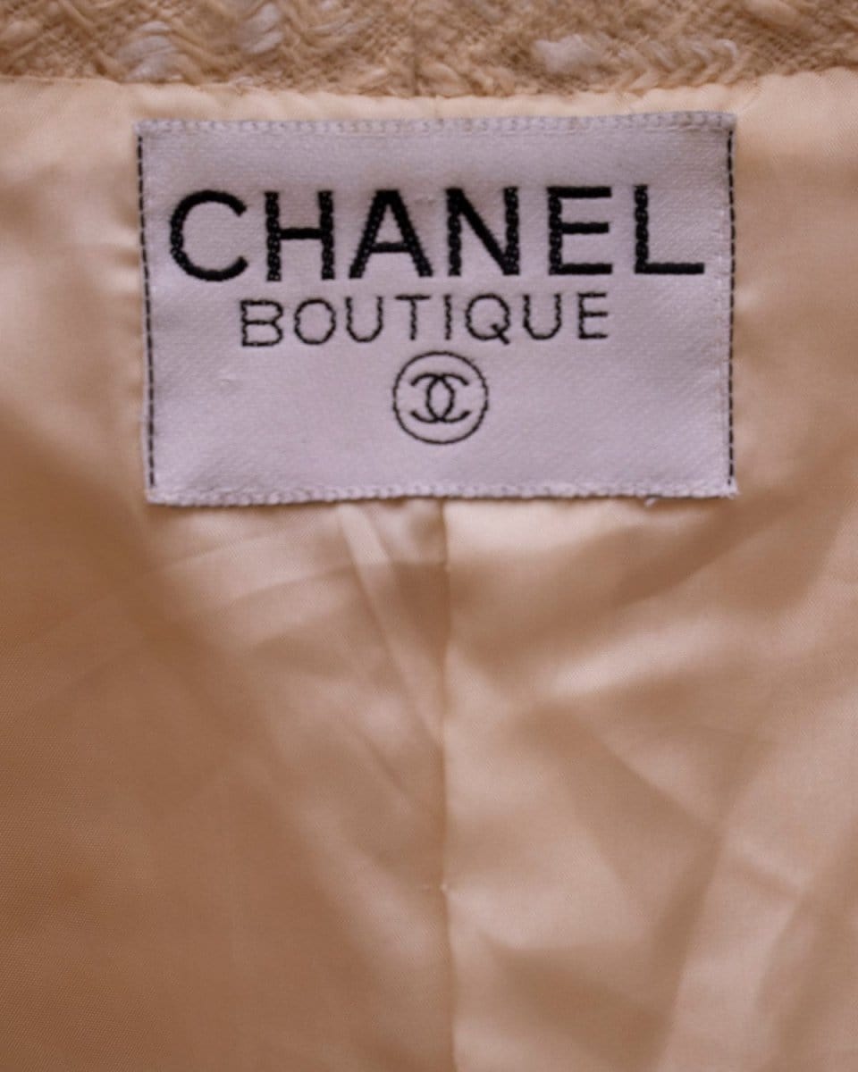 11. Lp x christos Chanel Boutique Pale Yellow Tweed Blazer Jacket - ASL2315