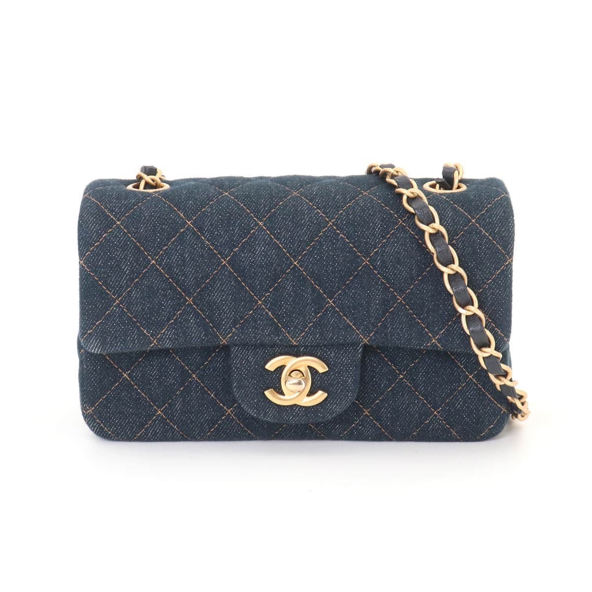 CHANEL CHANEL Mini Matelasse Classic Chain Shoulder Bag Denim Dark blue A69900 90330104