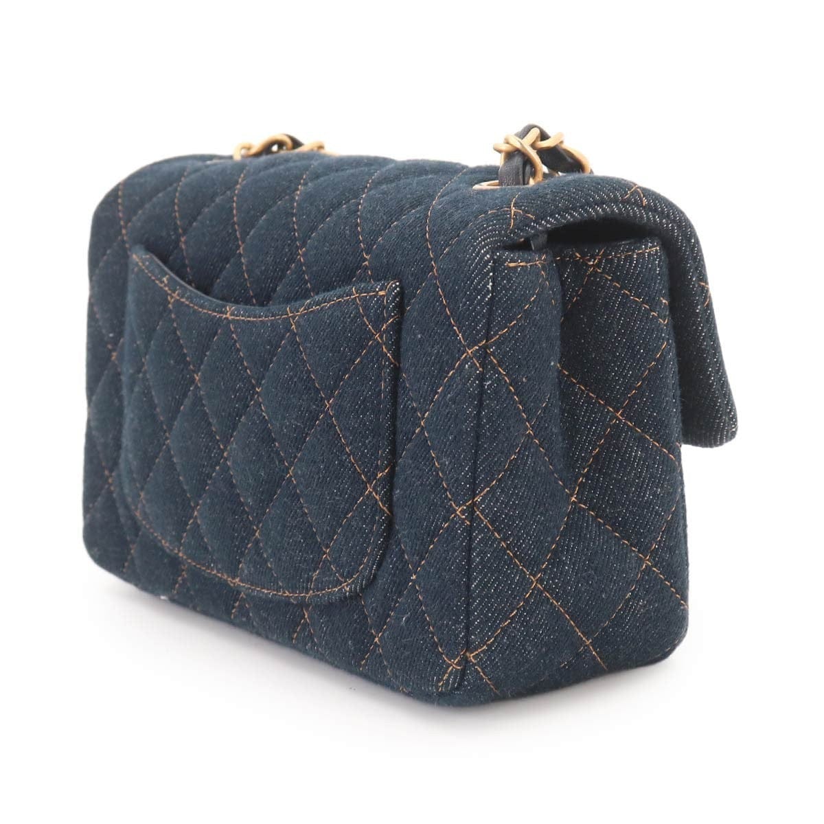 CHANEL CHANEL Mini Matelasse Classic Chain Shoulder Bag Denim Dark blue A69900 90330104