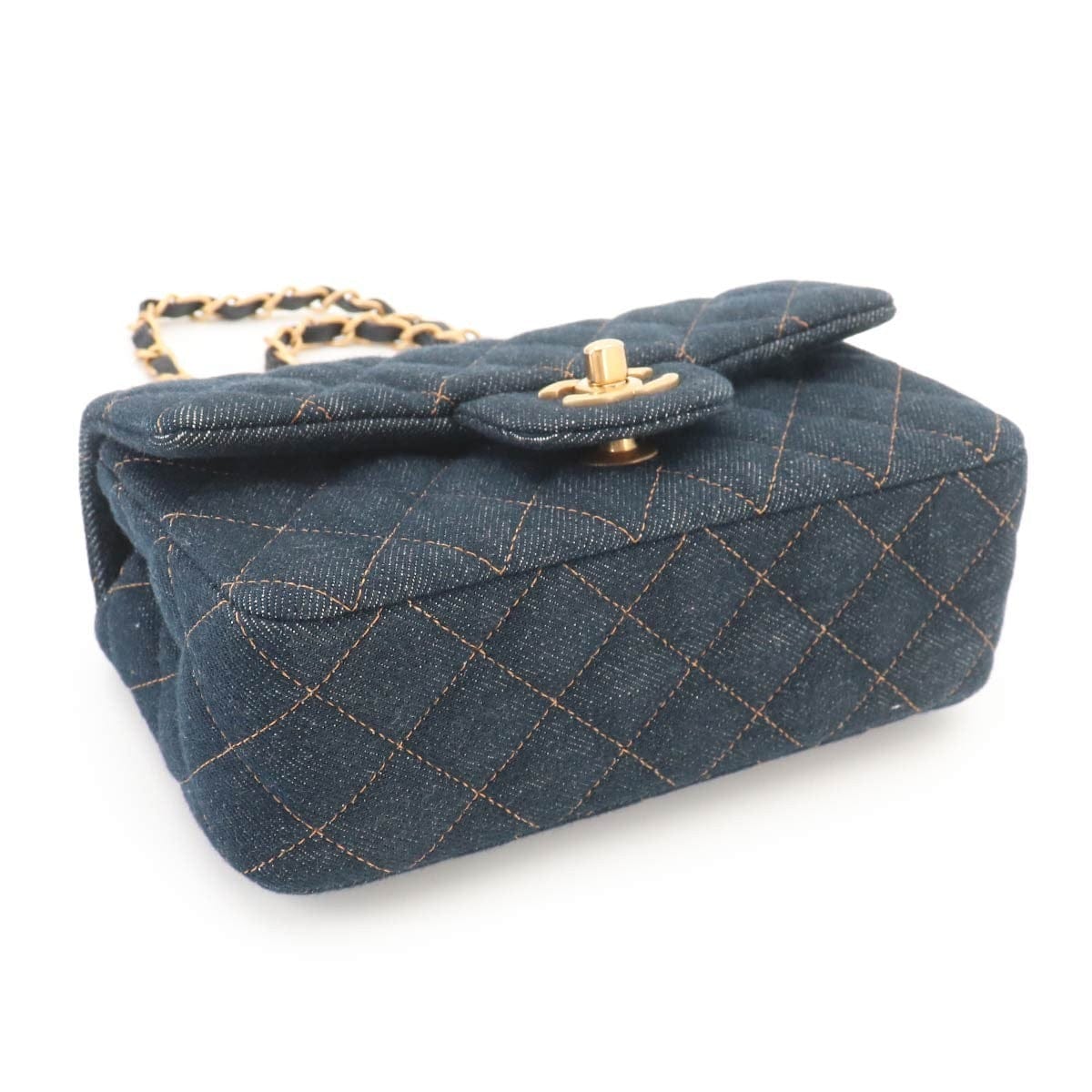 CHANEL CHANEL Mini Matelasse Classic Chain Shoulder Bag Denim Dark blue A69900 90330104