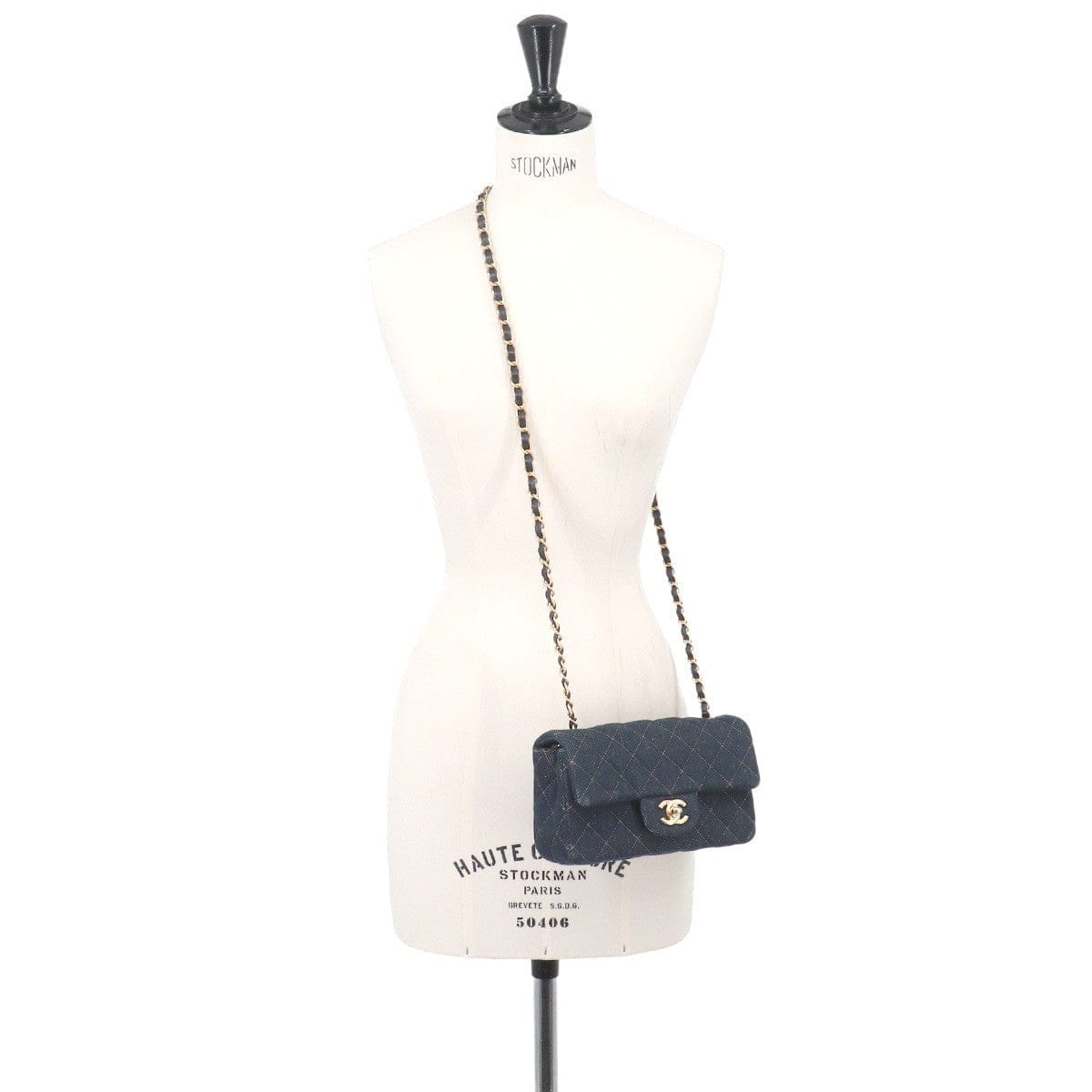 CHANEL CHANEL Mini Matelasse Classic Chain Shoulder Bag Denim Dark blue A69900 90330104
