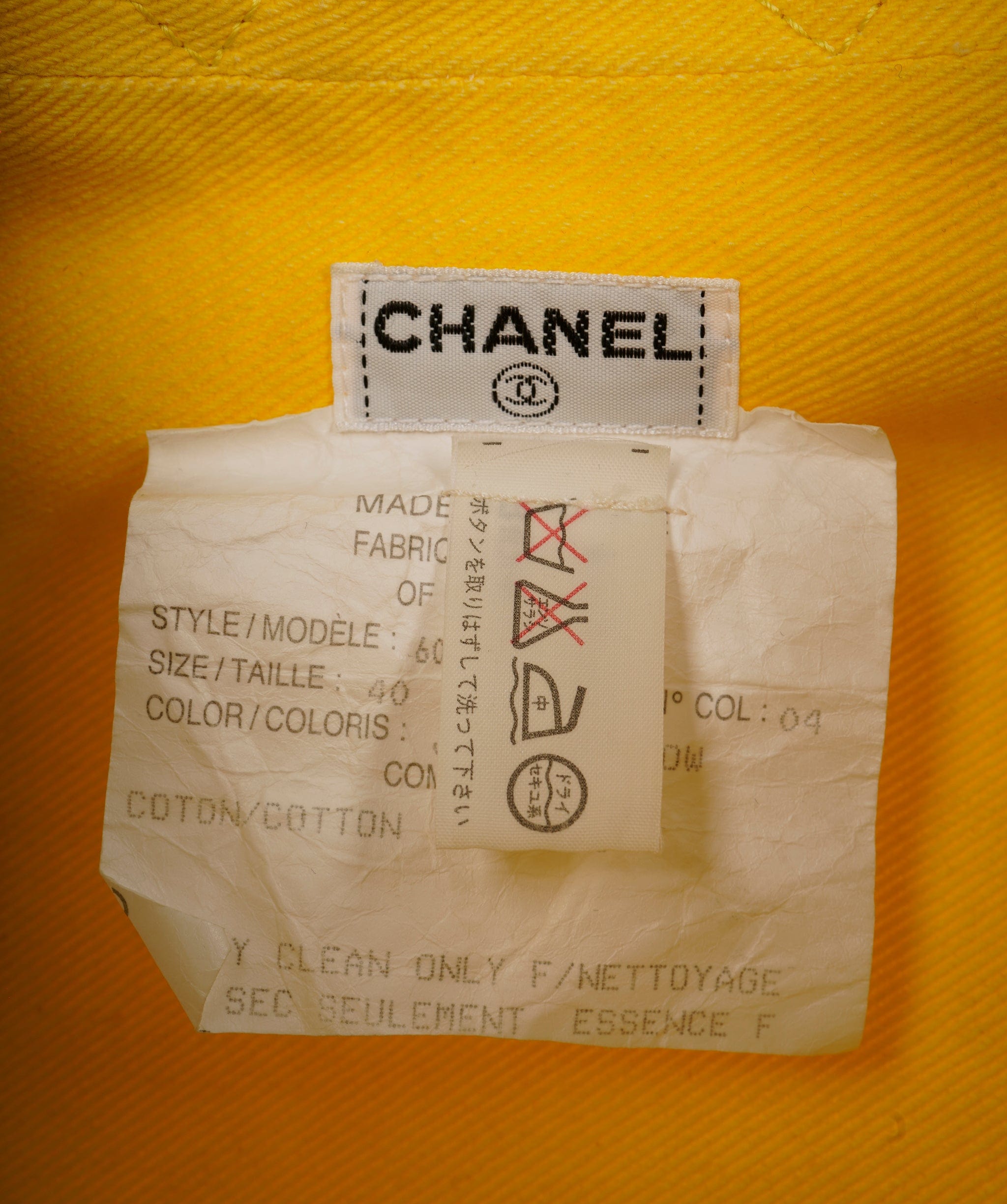 Chanel Chanel 00695 #40 CC Button Single Breasted Long Sleeve Coat Jacket Yellow 62982 66137 ASL9048