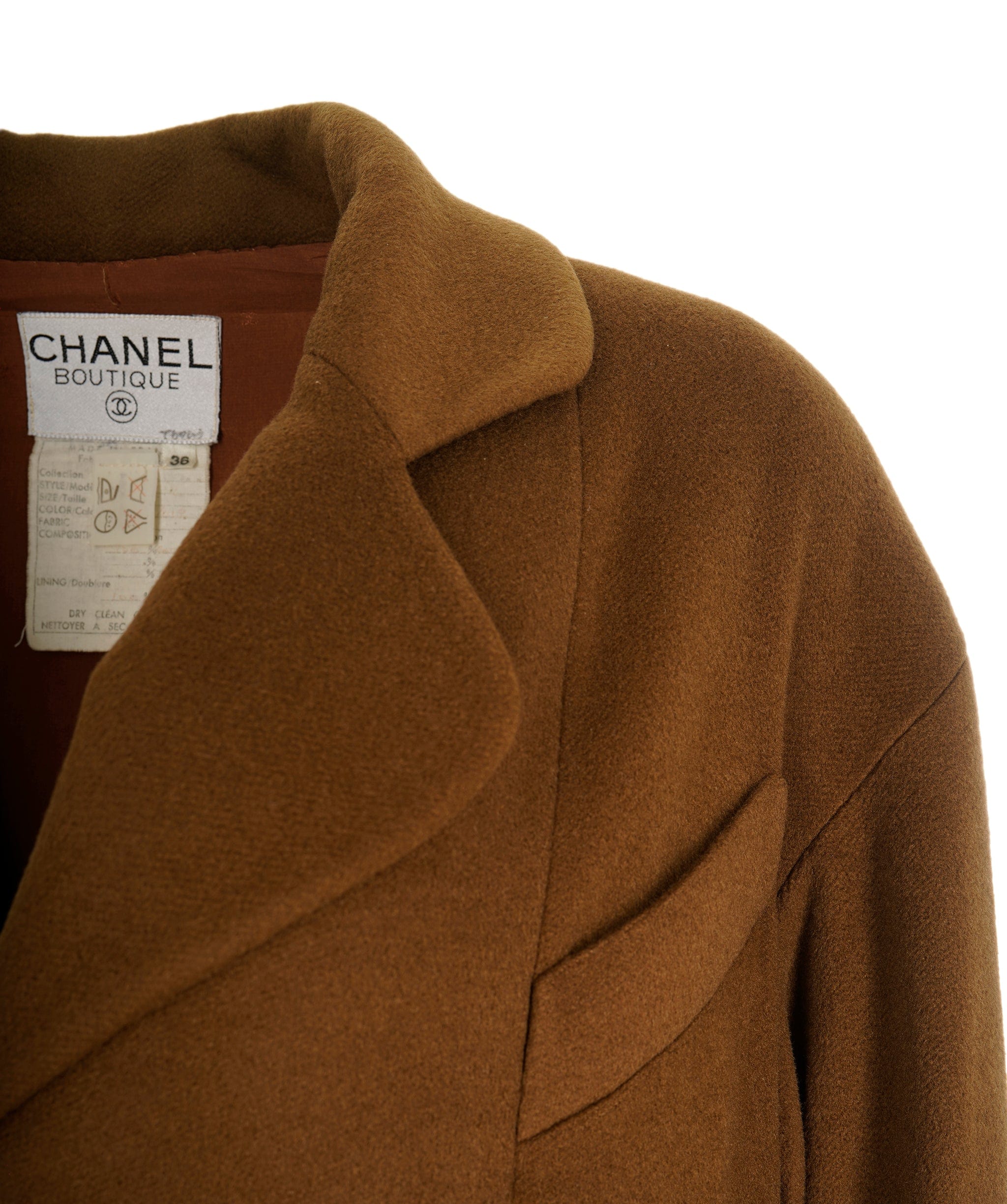 Chanel Chanel #36 CC Logos Button Long Sleeve Jacket Coat Brown Cashmere 79777 ASL9049