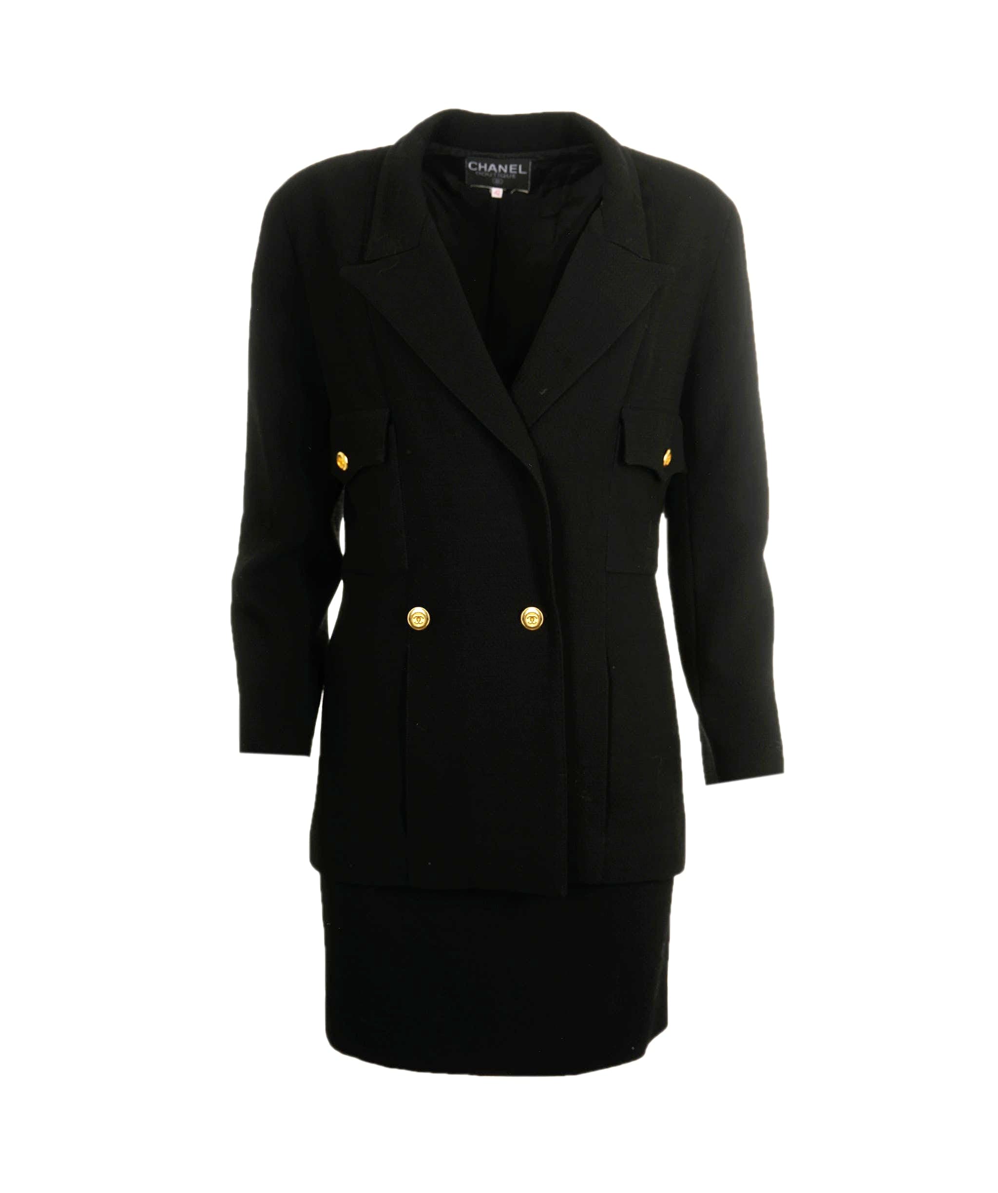 Chanel Chanel #42 Double Breasted Setup Suit Jacket Skirt Black 69512 ASL9052