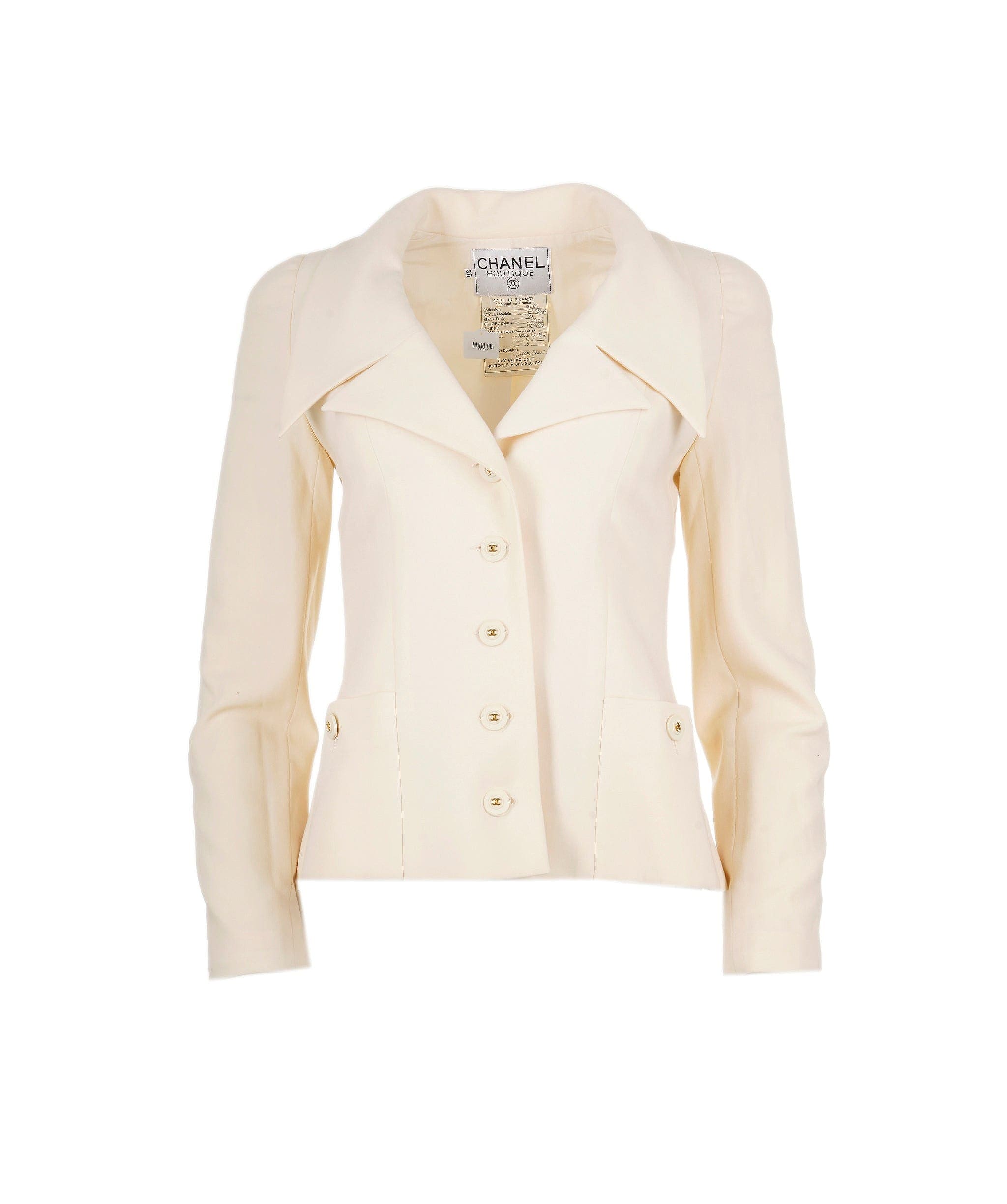 Chanel Chanel 94P CC Button Blazer Cream ASL7978