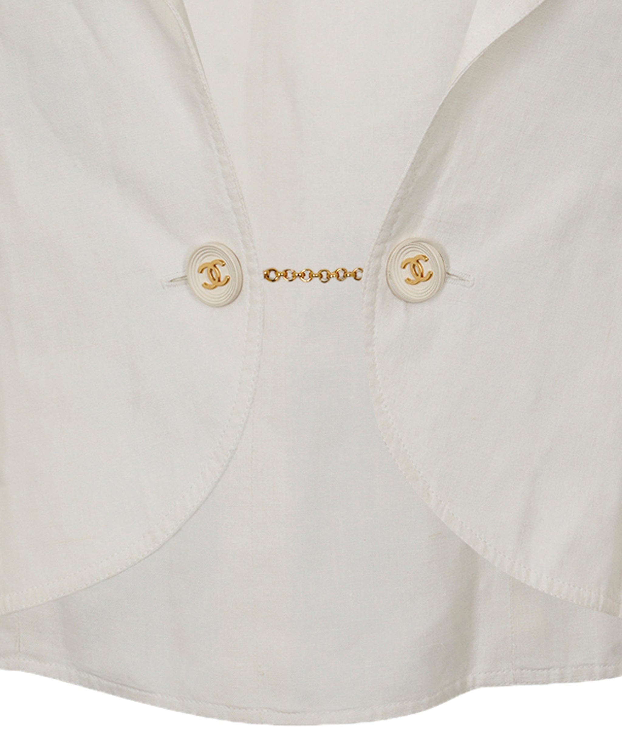 Chanel Chanel 94P Linen Cropped Jacket White ASL7720