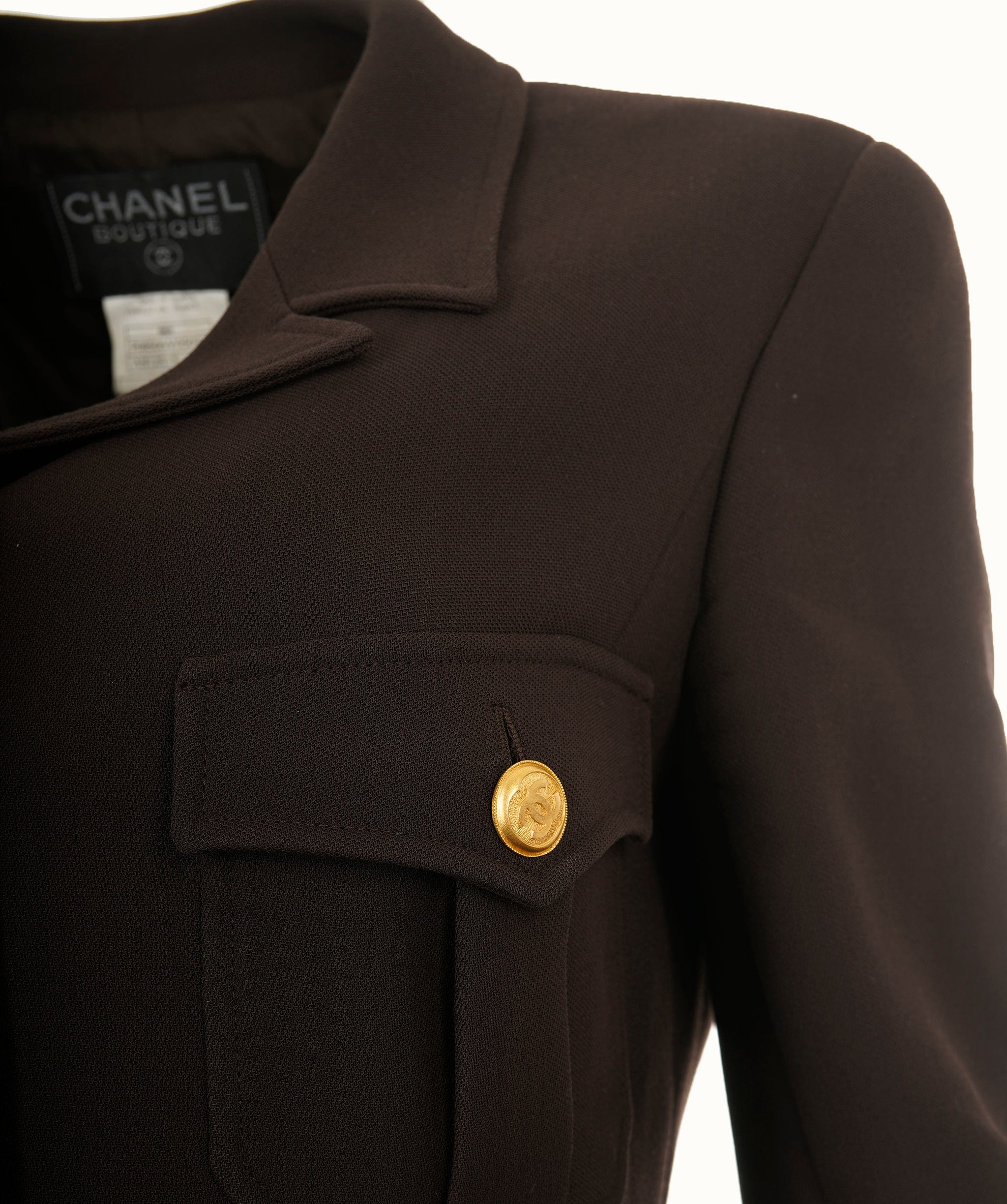 Chanel Chanel 96A #42 CC Logos Button Single Breasted Long Sleeve Jacket Brown 76966 ASL9046