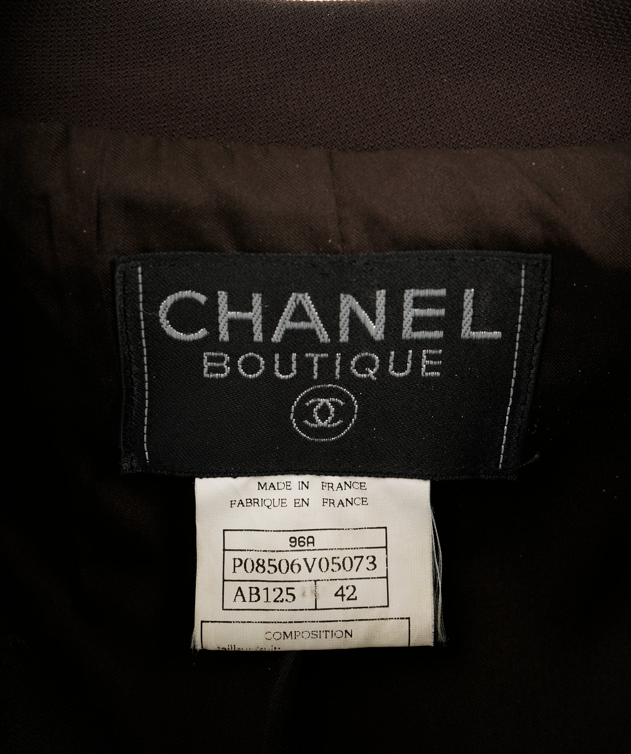 Chanel Chanel 96A #42 CC Logos Button Single Breasted Long Sleeve Jacket Brown 76966 ASL9046