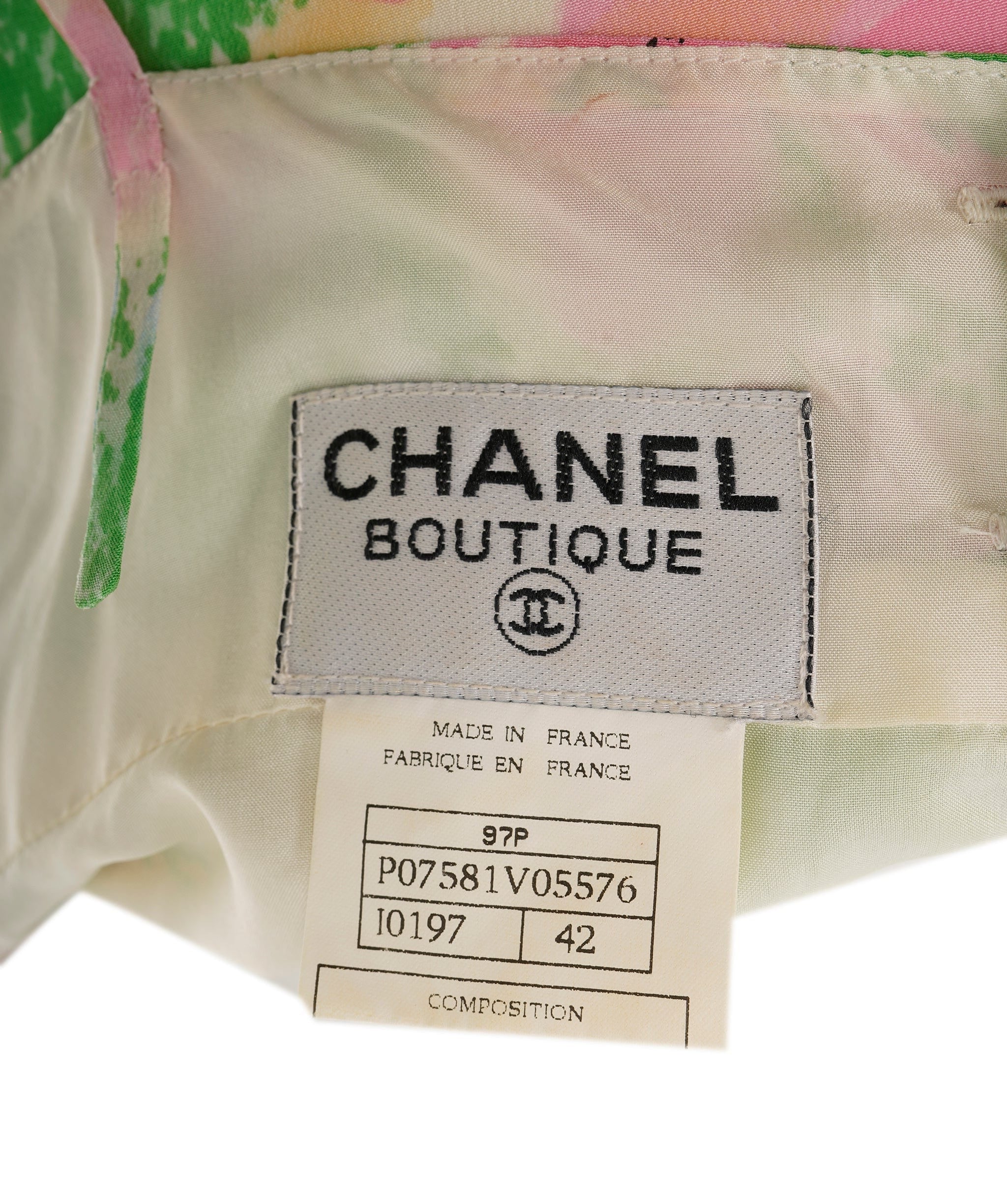 Chanel Chanel 97P Silk Dress Floral Green ASL8259