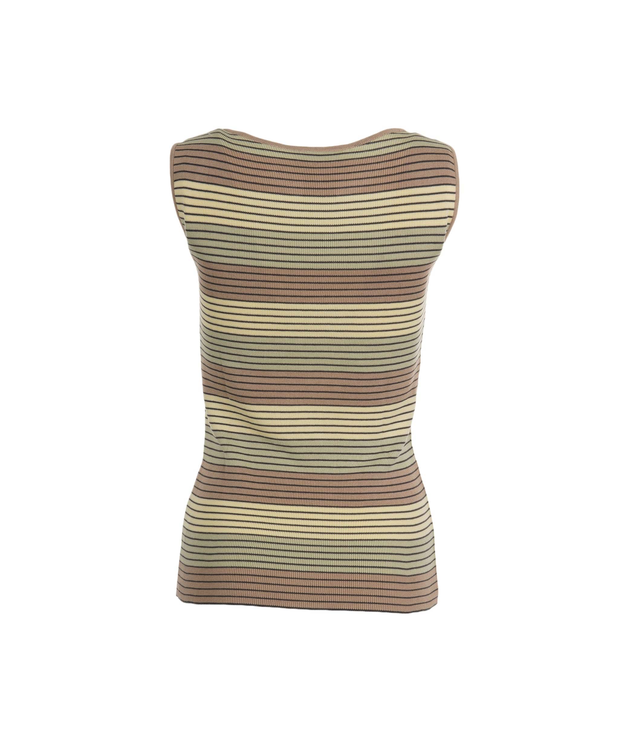 Chanel Chanel 98P Stripe Knit Tank Beige ASL8317