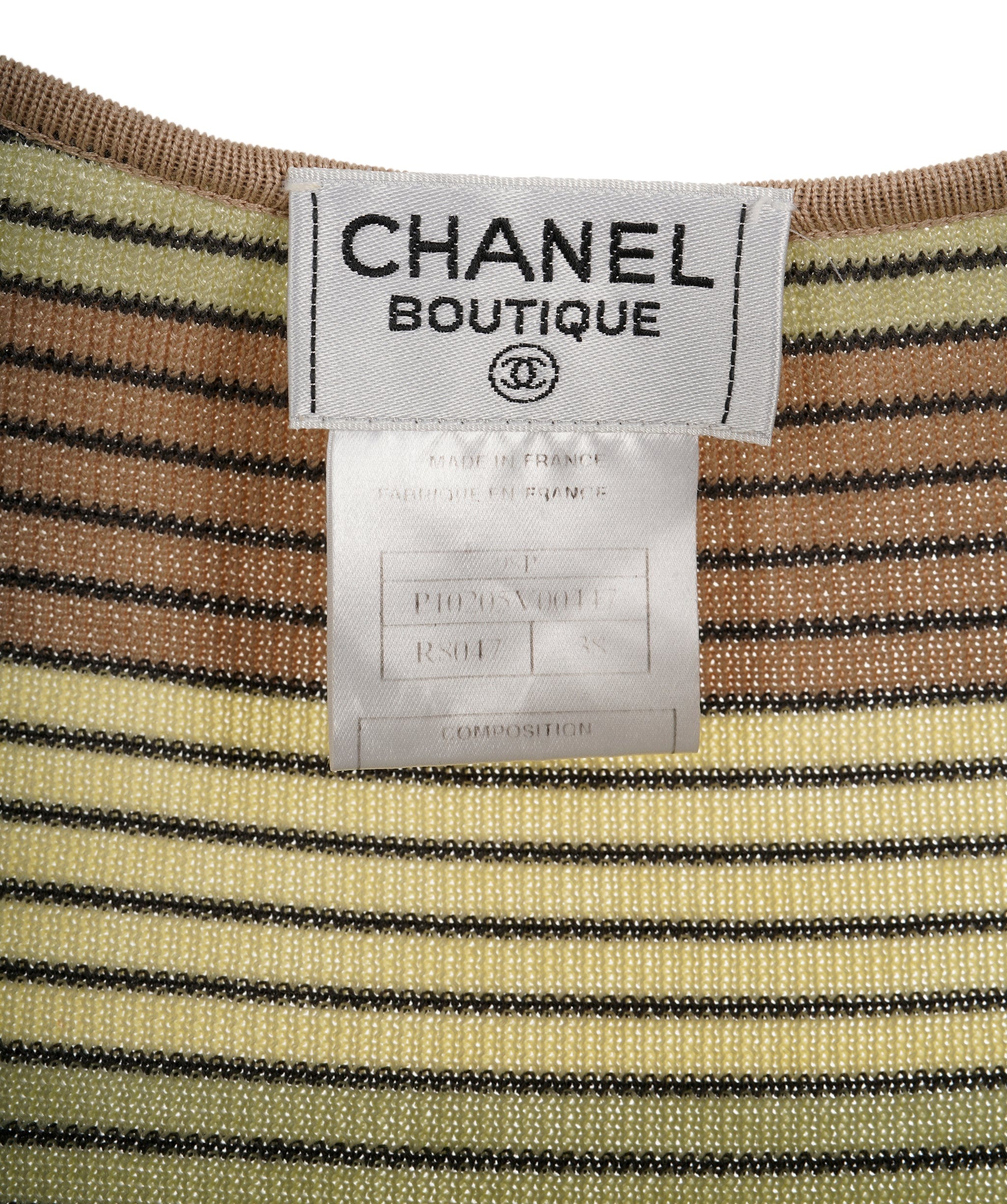 Chanel Chanel 98P Stripe Knit Tank Beige ASL8317