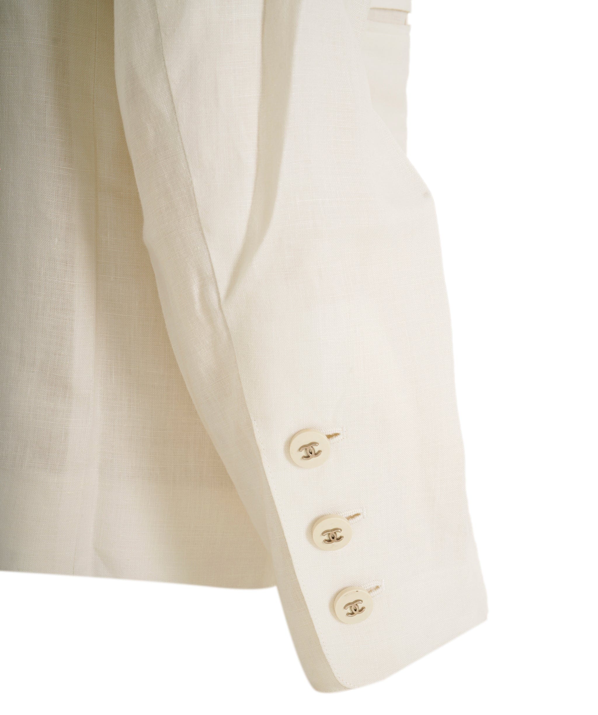 Chanel Chanel 99P Linen Collarless Jacket White ASL9233