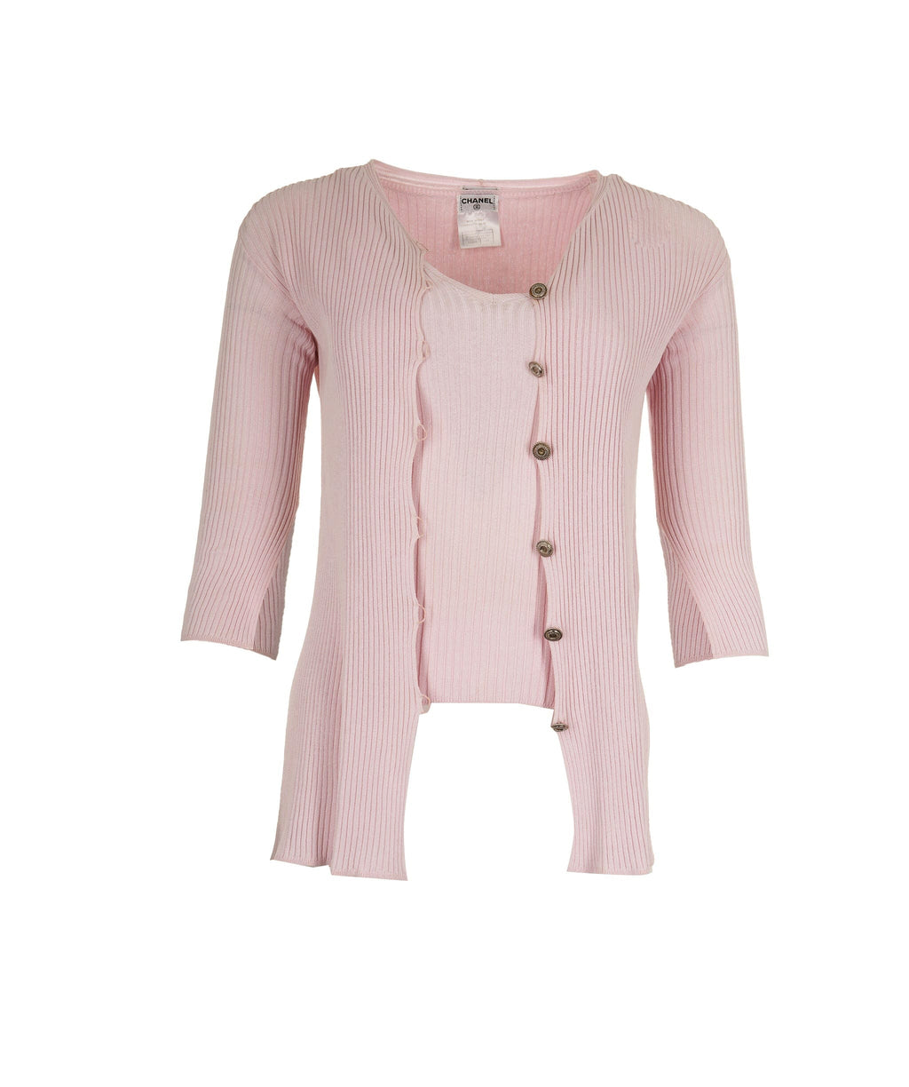 Chanel Baby Pink Top and Cardigan Set Size FR 38 (UK 10) ASL9299 ...