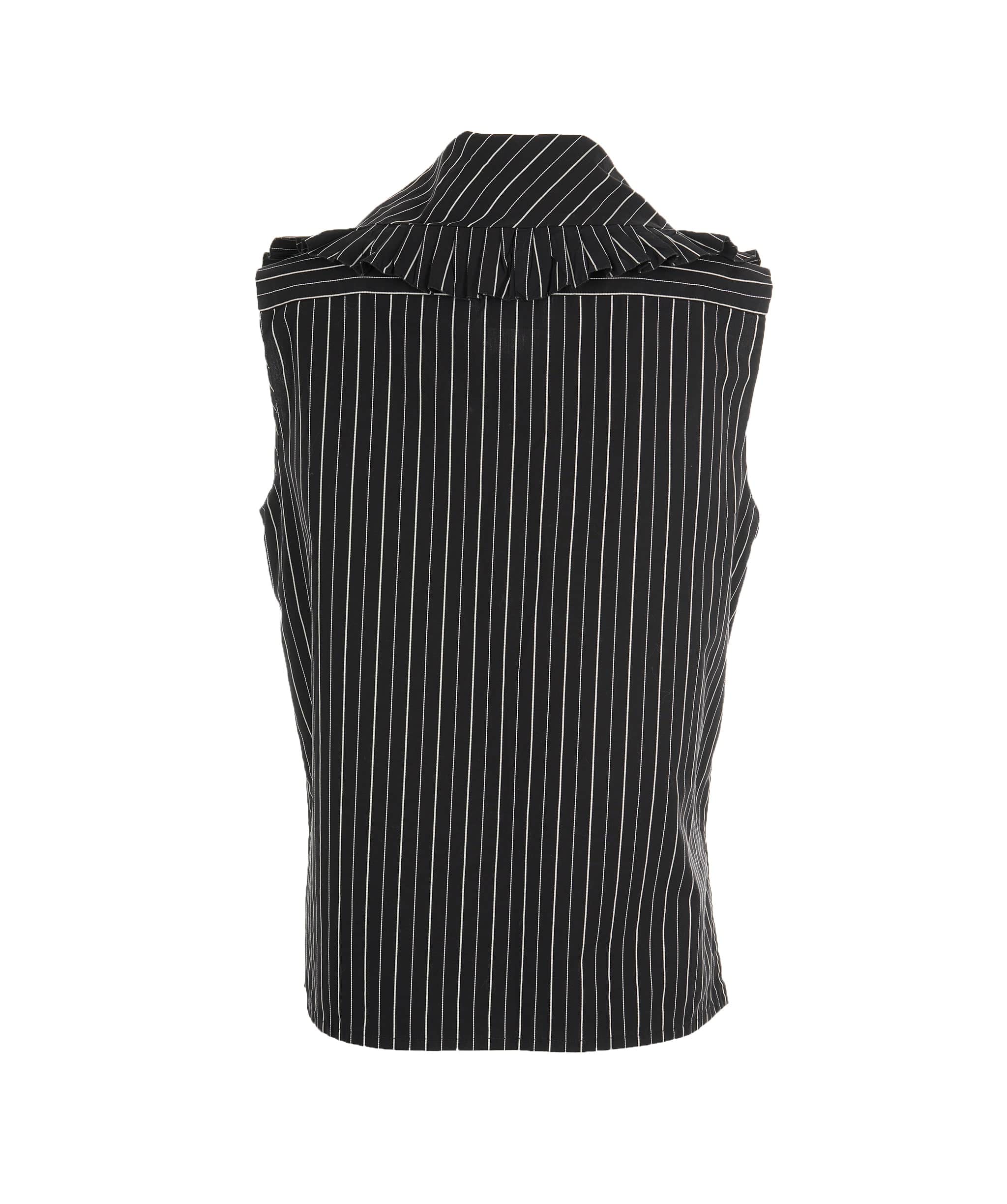 Chanel Chanel Black and White Striped Sleeveless Shirt With Peterpan Collar FR44/UK16 ASL9339